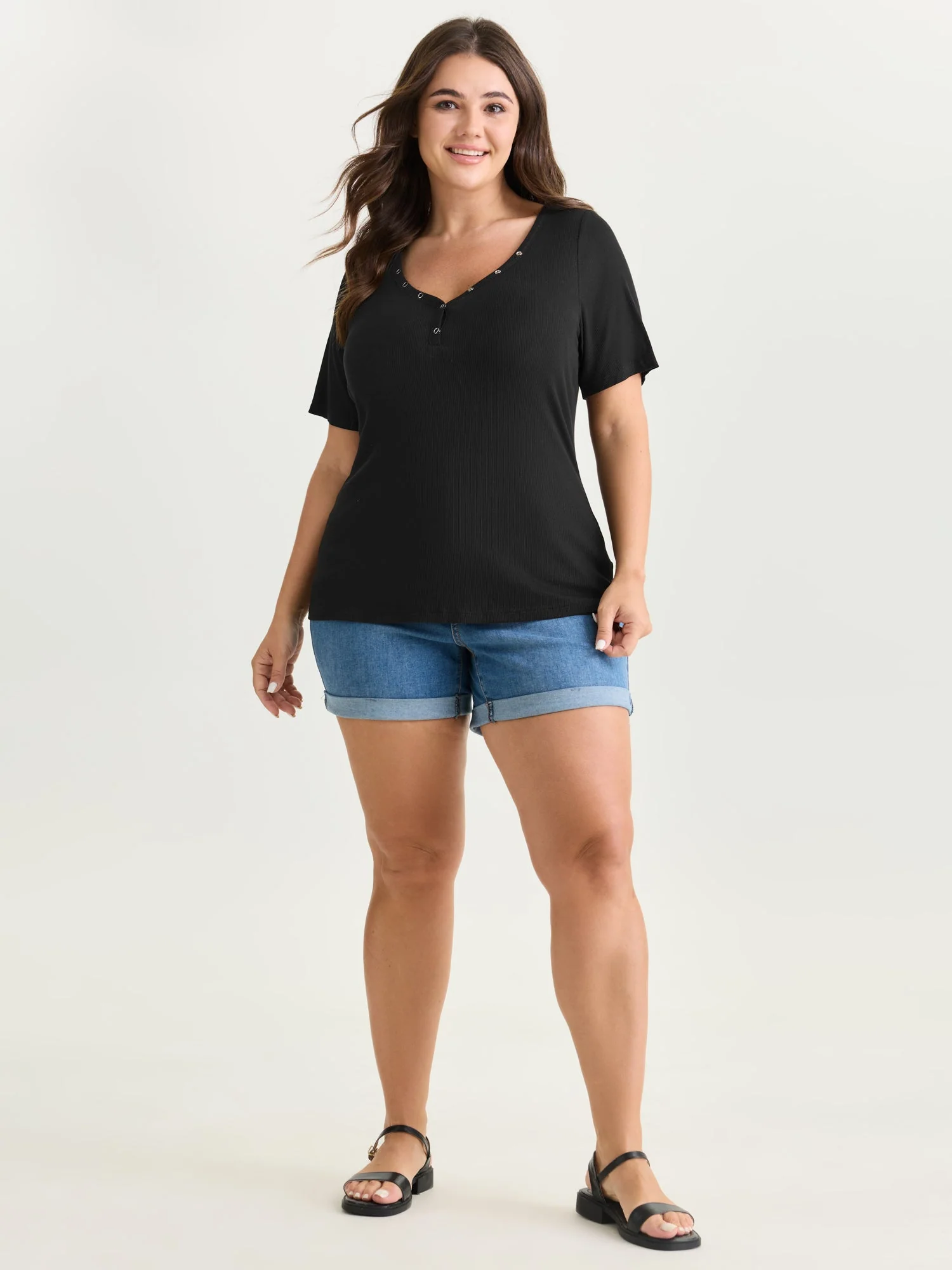 Supersoft Metal Studs Neckline T-Shirt