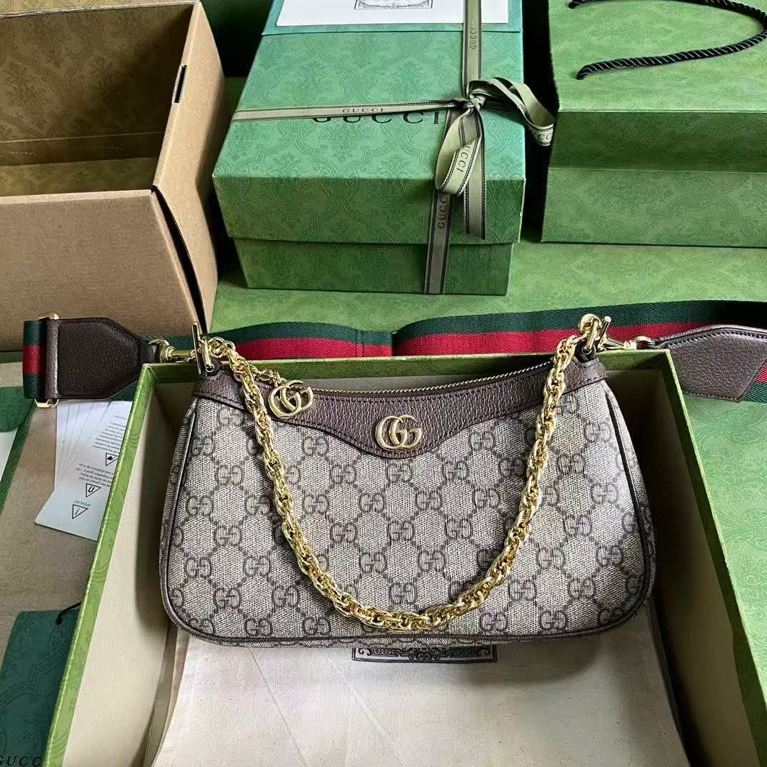 [TOP] GUCCI Ophidia Bag with Strap and Chain 25X15.5X6cm - Brown - 711 Luxury