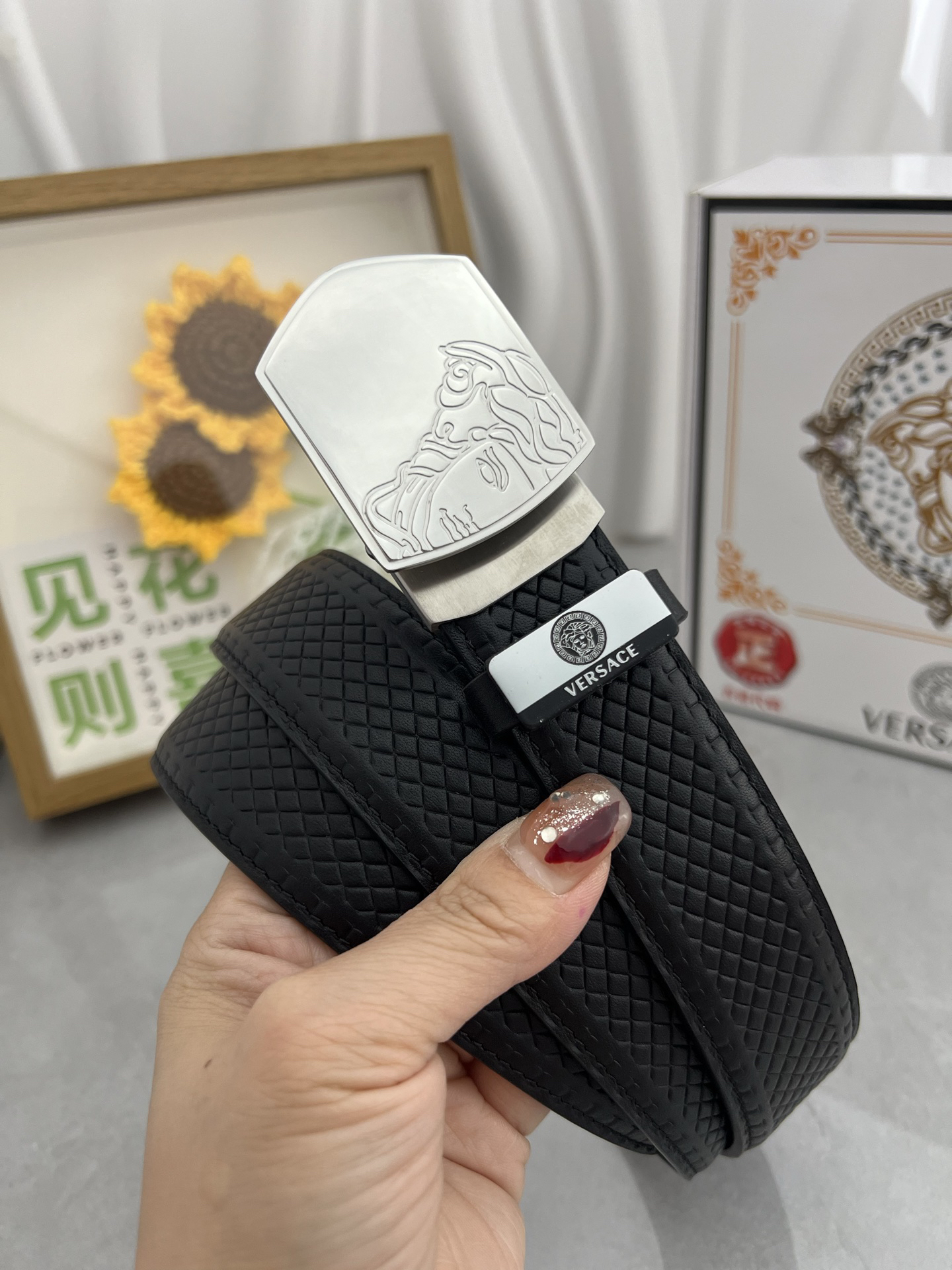 [TOP] VERSACE Men's Belt 3.5 cm - Black - 711 Luxury
