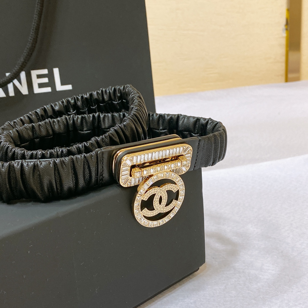 [TOP] CHANEL Elasticity Belt 4 Sizes - Black - 711 Luxury