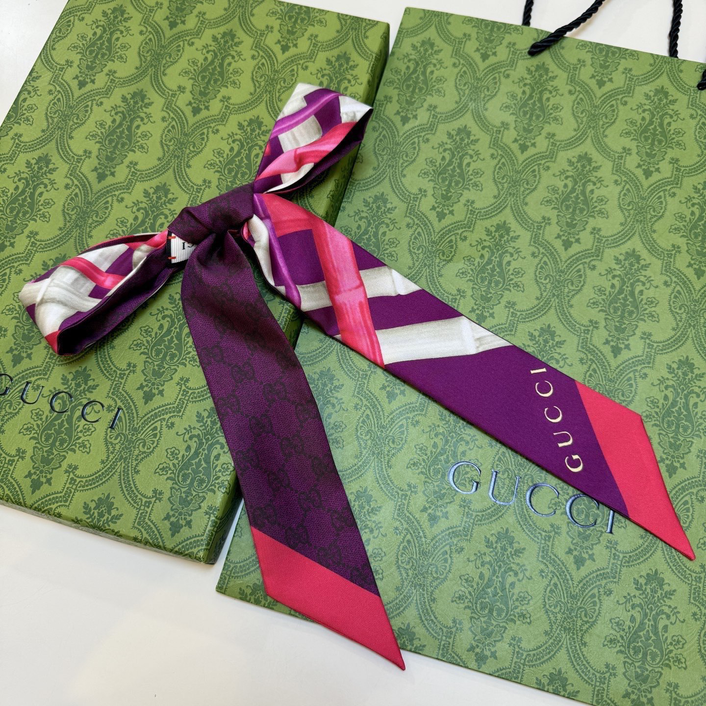 [TOP] GUCCI Twilly Scarf 120x5.2cm - Purple - 711 Luxury