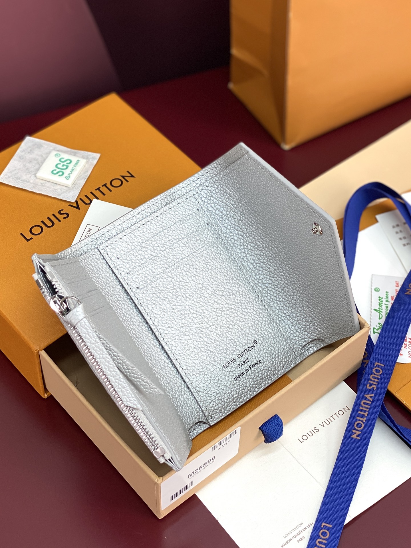 [TOP] Louis Vuitton LV Monogram Empreinte Wallet 12x9.5x2.5cm - Pearl Silver