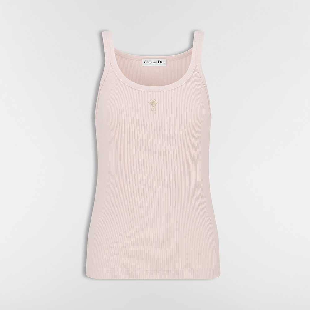 DIOR Tank Top Light Pink Ribbed Cotton Jersey #378465