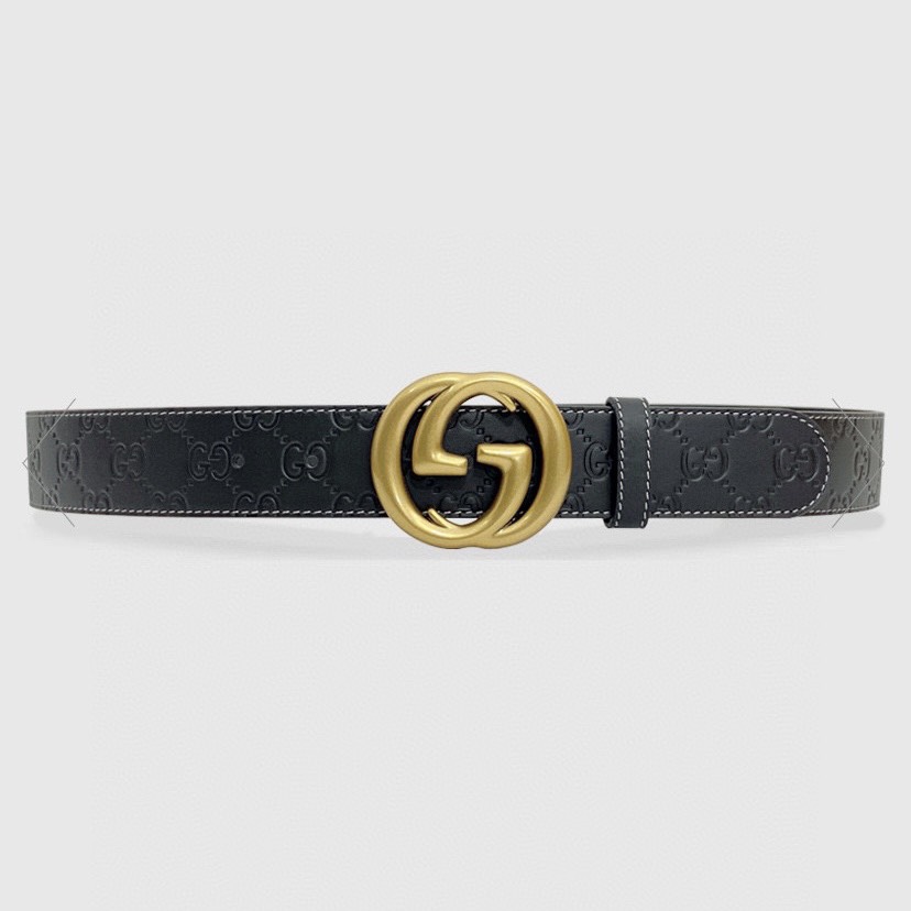 [TOP] GUCCI GG Belt Cowhide 3.8cm - Black - 711 Luxury