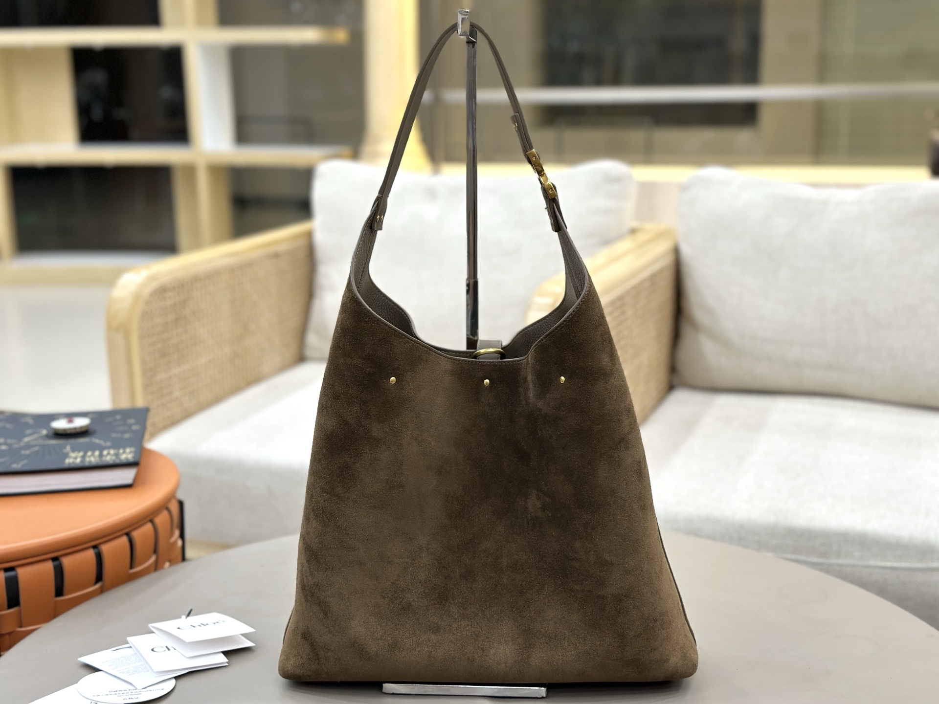 [TOP] Chloe Hobo Bag Suede Leather 36*29*10cm - Green - 711 Luxury