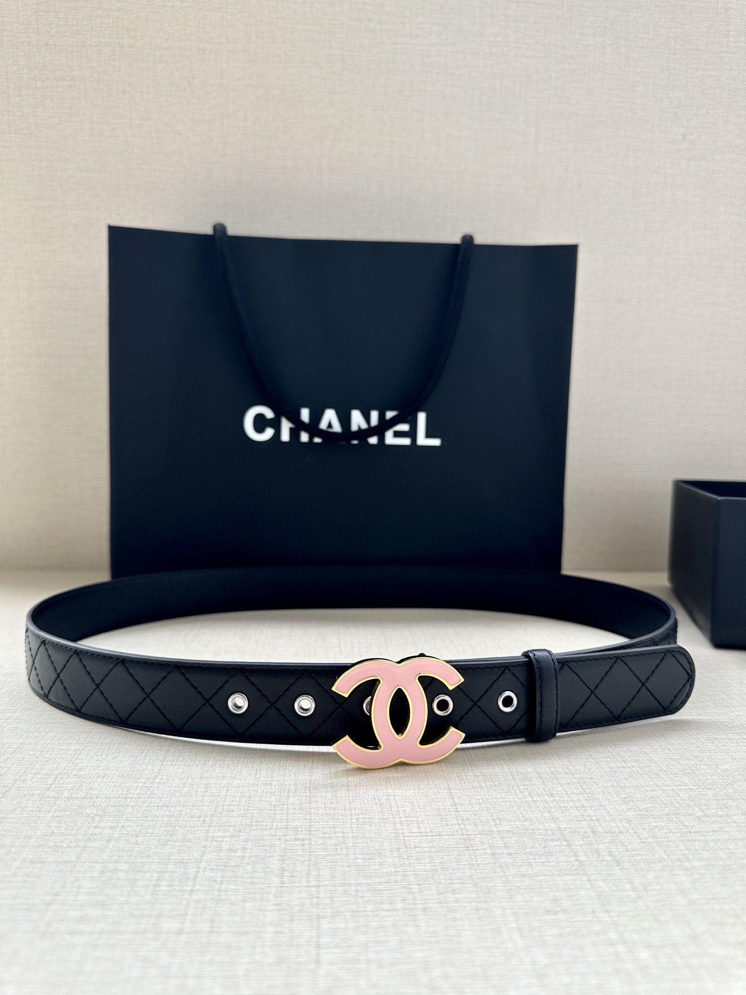 [TOP] CHANEL Cowhide Belt 3 cm - Black - 711 Luxury