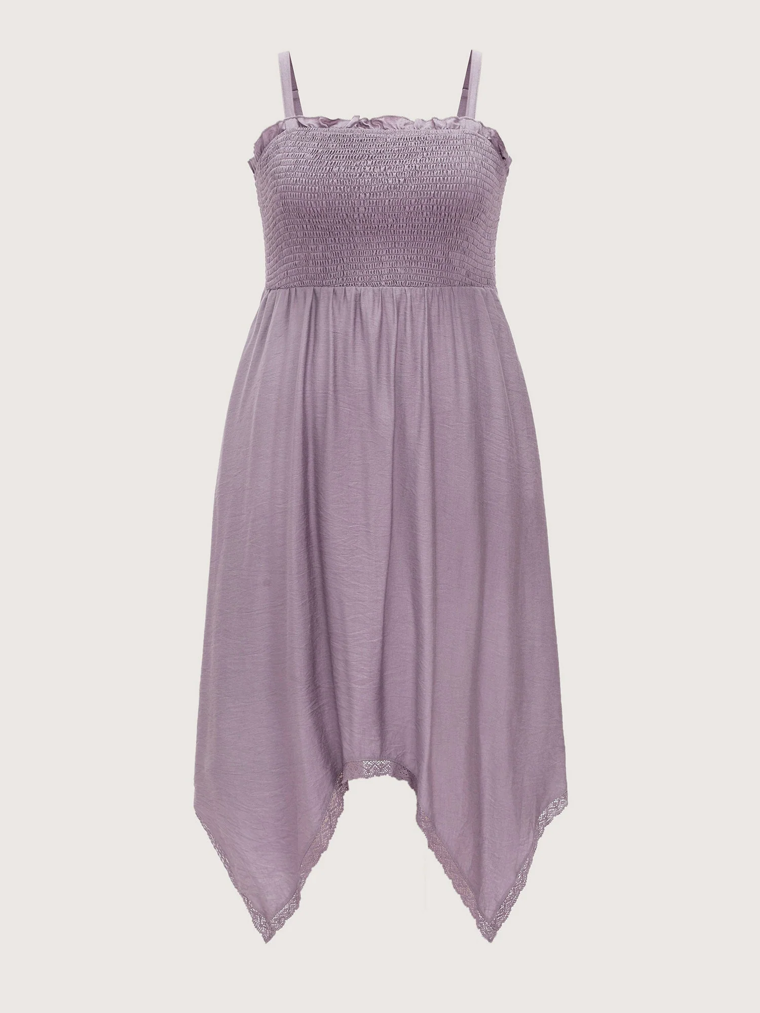 Shirred Handkerchief Hem Maxi Dress