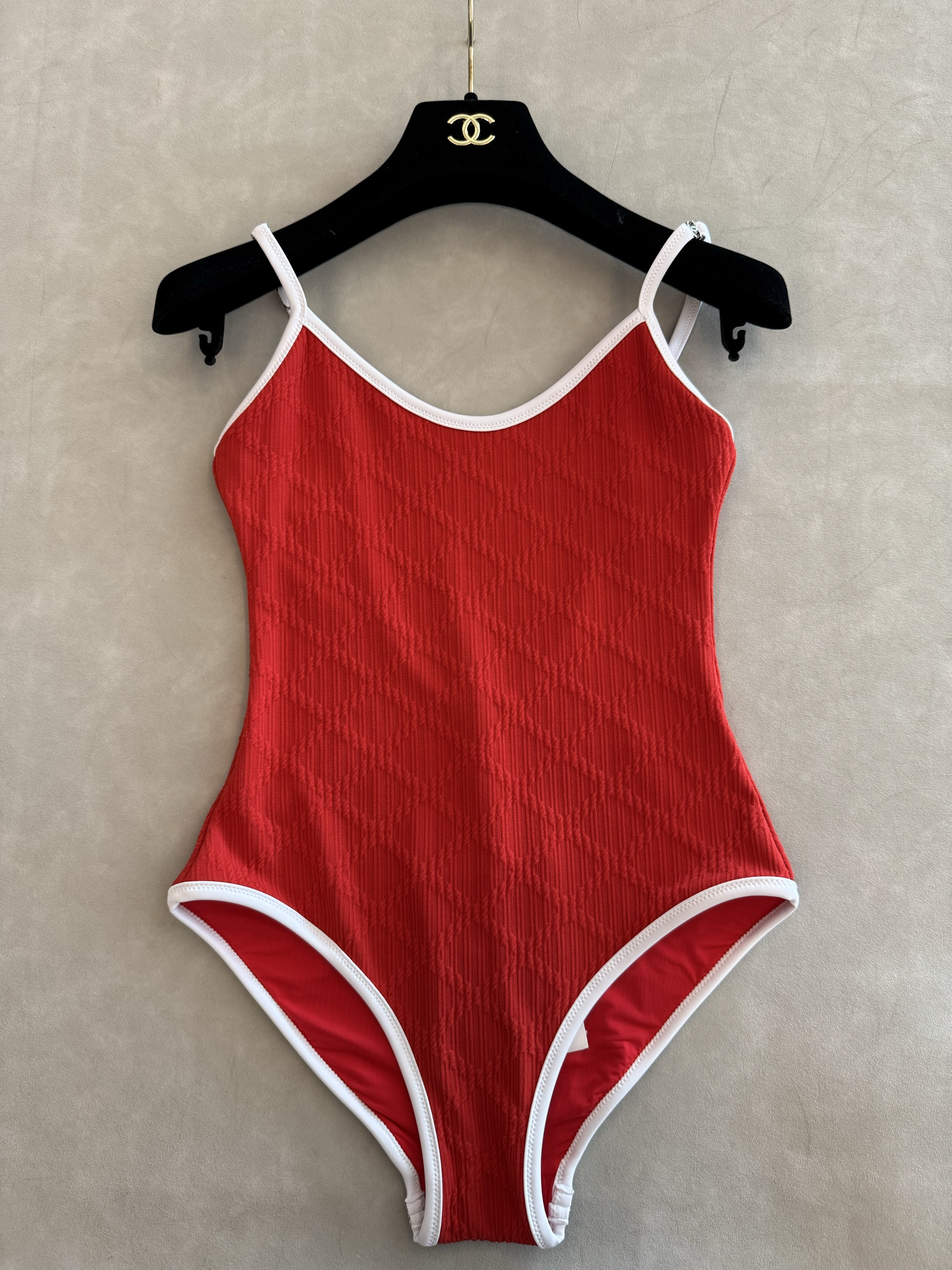 Chanel white Clothing CHANEL Swimsuit Stretch Jersey Red White #388732 View 2 | Nigo Office