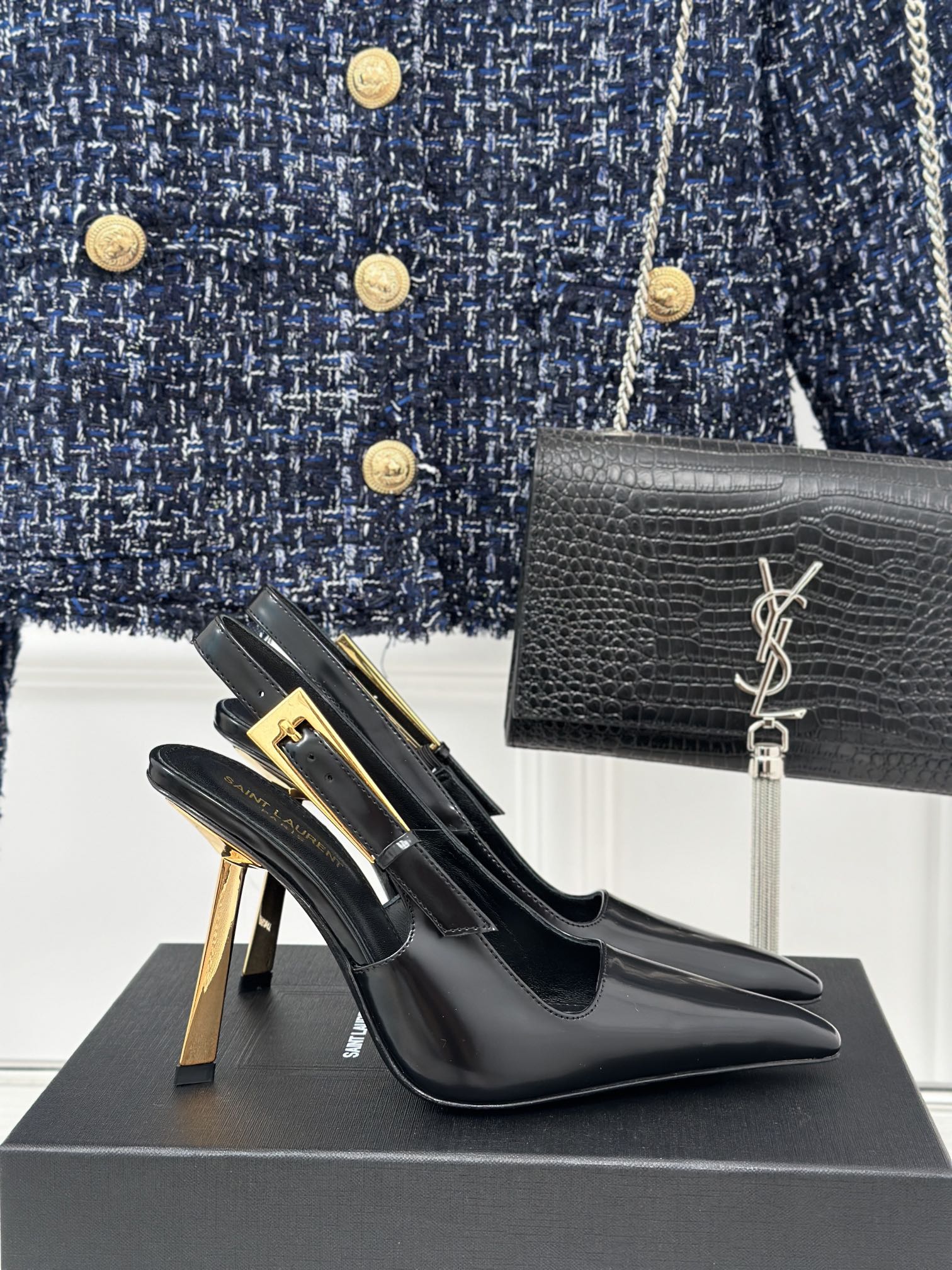 [TOP] Yves Saint Laurent YSL High Heels - Black - 711 Luxury