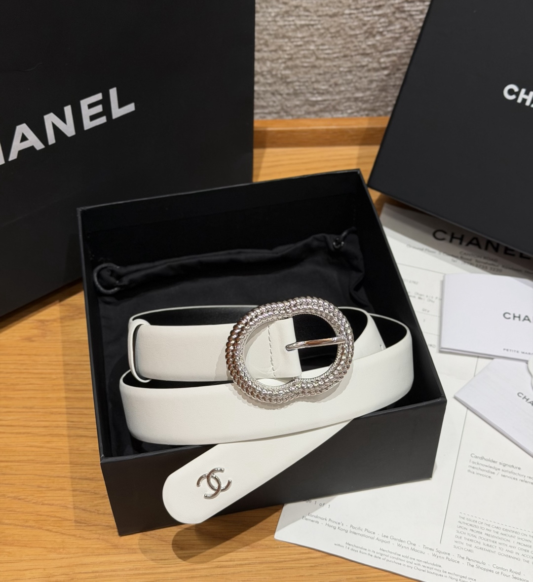 [TOP] CHANEL Cowhide Belt 3 cm - White - 711 Luxury