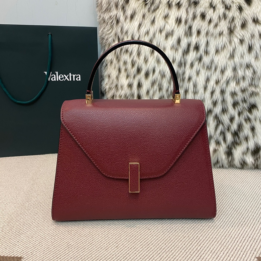 [TOP] VALEXTRA lside Bag 26x20x12cm - Wine Red - 711 Luxury