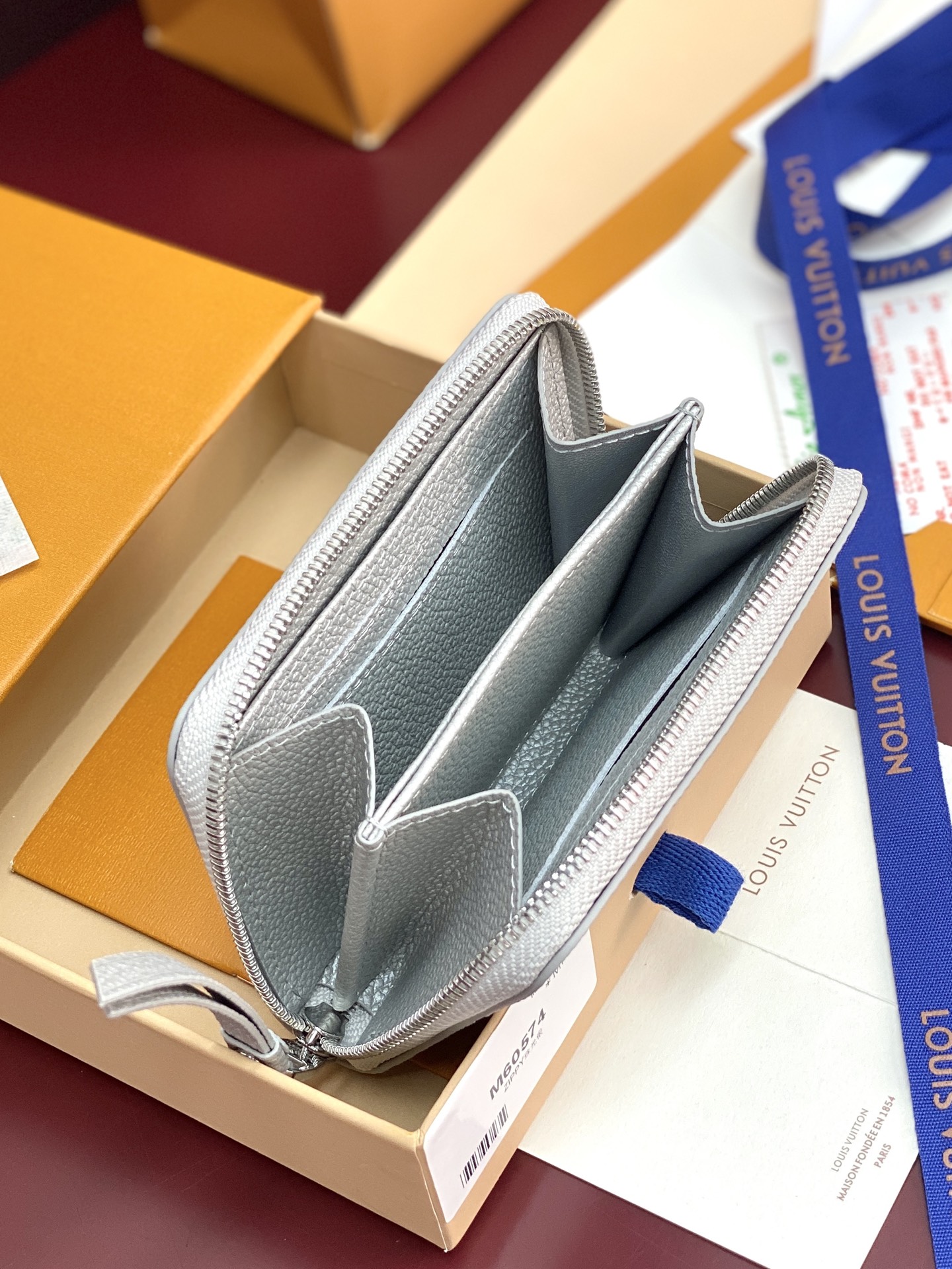 [TOP] Louis Vuitton LV Zippered Coin Purse 11x8x1cm - Pearl Silver