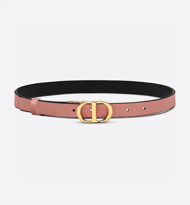 [TOP] Christian Dior Belt Cowhide 20mm - Pink and Black - 711 Luxury