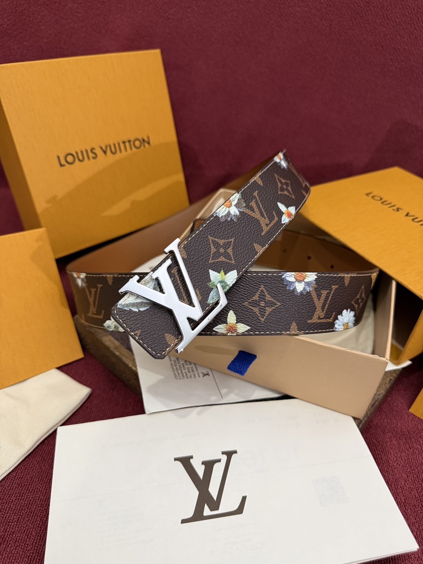 [TOP] Louis Vuitton LV Initiales Monogram Flower Belt - Brown - 711 Luxury