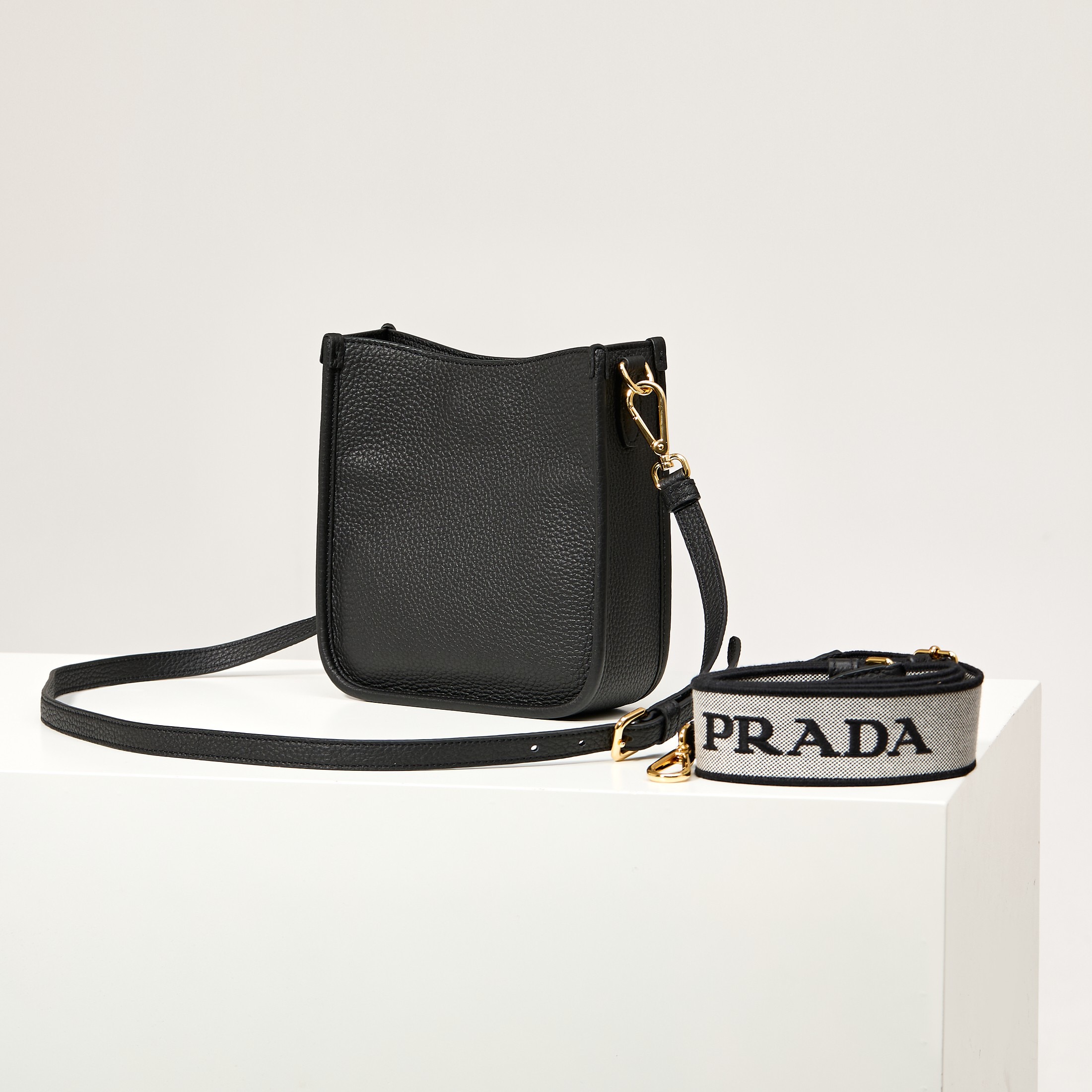 [TOP] PRADA Mini Shoulder/Tote Bag 19x20x6 cm - Black & GHW - 711 Luxury