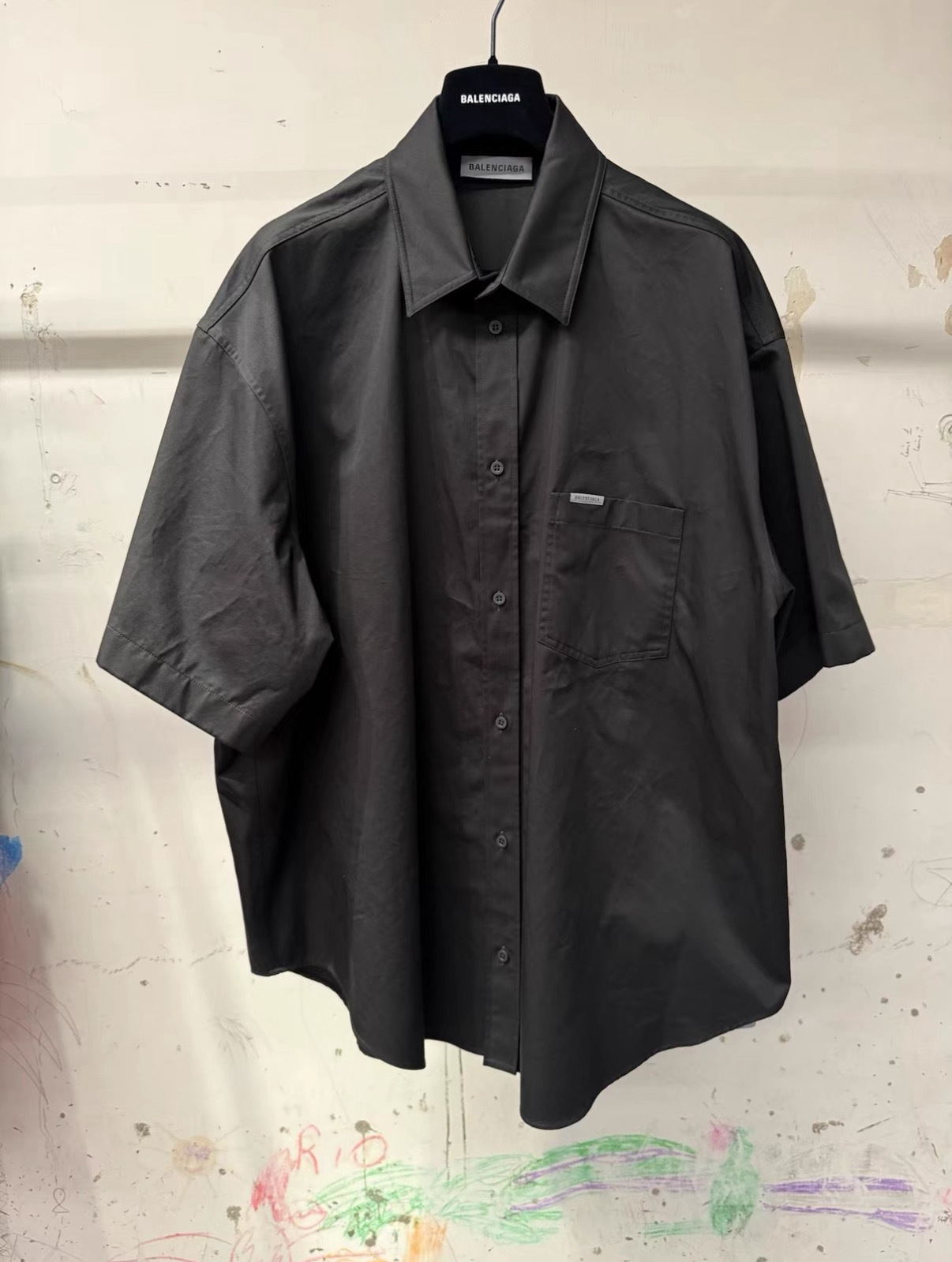 Balenciaga Top-Quality Version Workwear Short Sleeve Shirt #387627