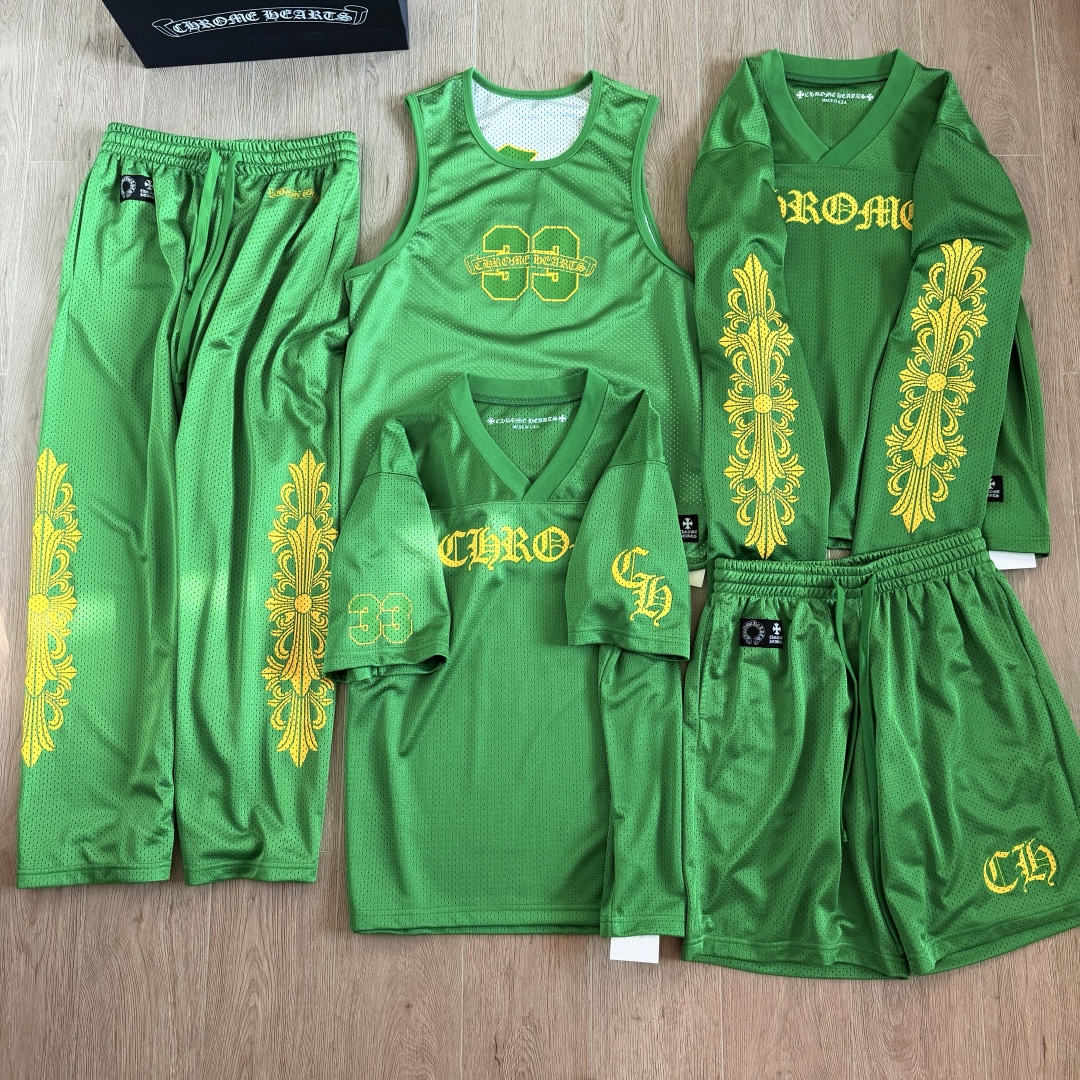 Chrome Hearts green Clothing Copy Copy Chrome Hearts Green Mesh Hockey Jersey Shorts Pants T-shirt Sweatshirt Vest #390491 |