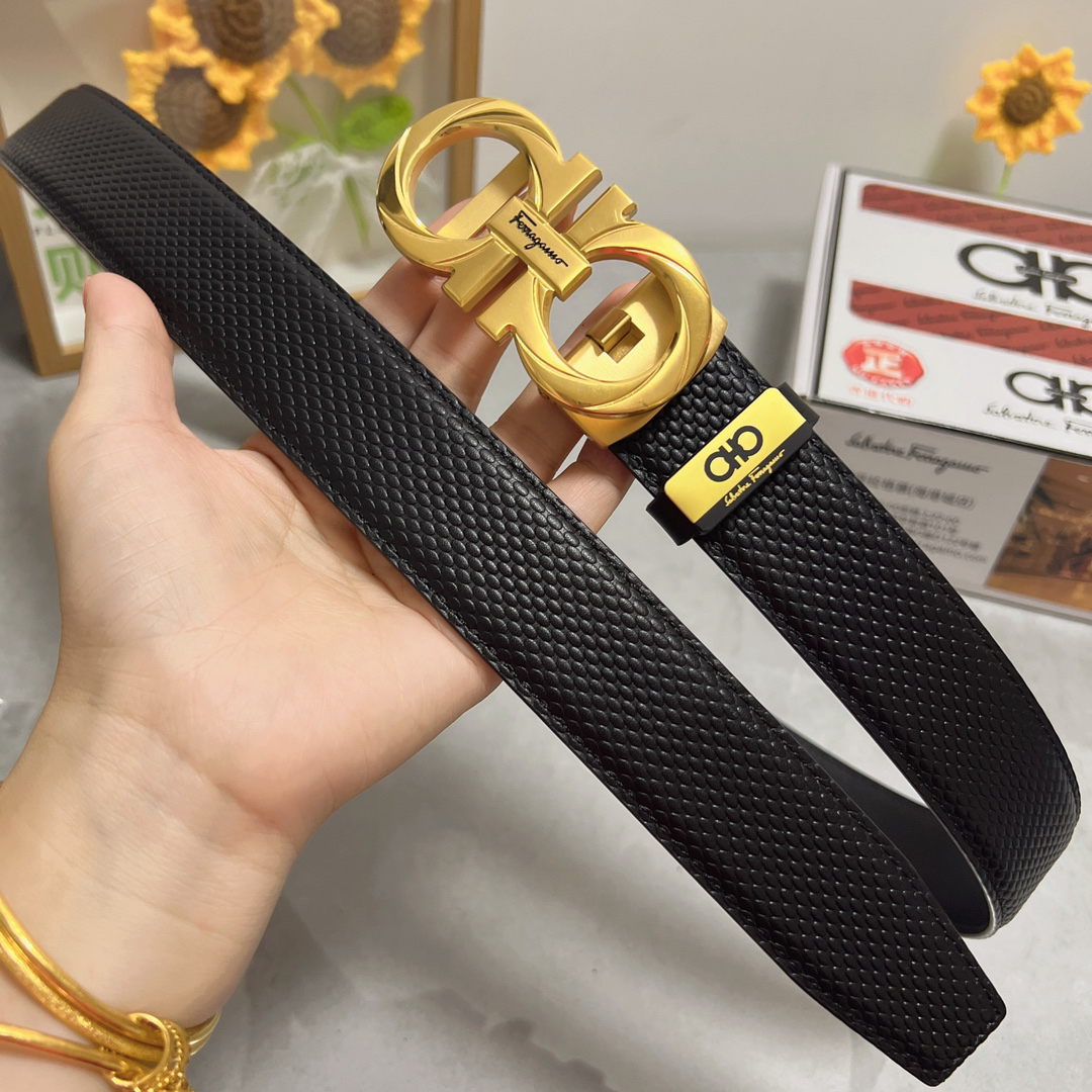 [TOP] Ferragamo Men's Belt 3.5cm - Black - 711 Luxury