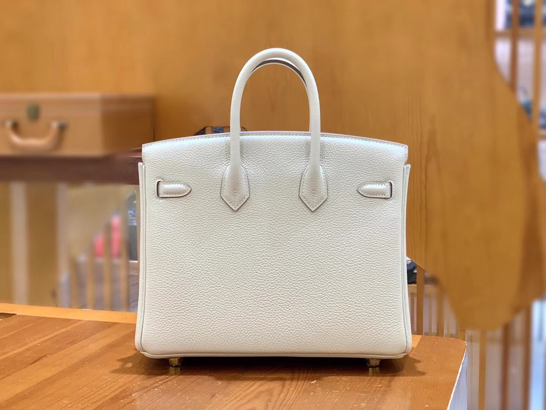 [TOP] HERMES Birkin Togo Leather 25cm - Craie & GHW