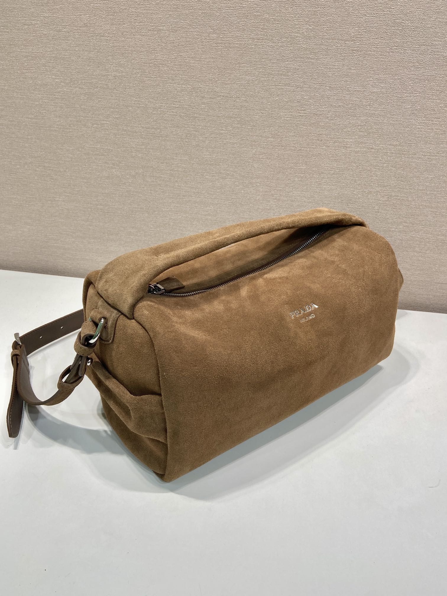 [TOP] PRADA Boston Bag Suede Leather 33x17x17cm - Brown - 711 Luxury