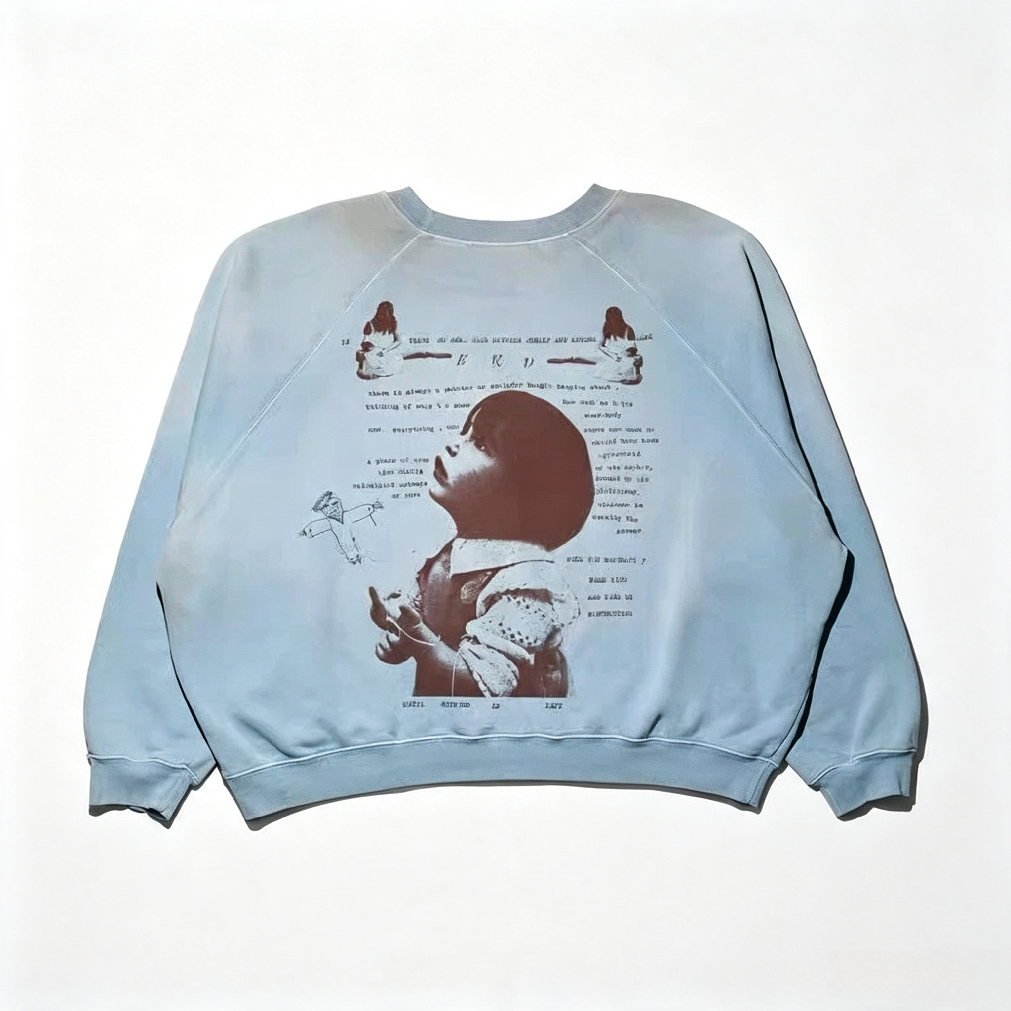 Designer blue Clothing Enfants Riches Déprimés Reminiscing Raglan Sweatshirt Light Blue #333685 View 2 | Nigo Office