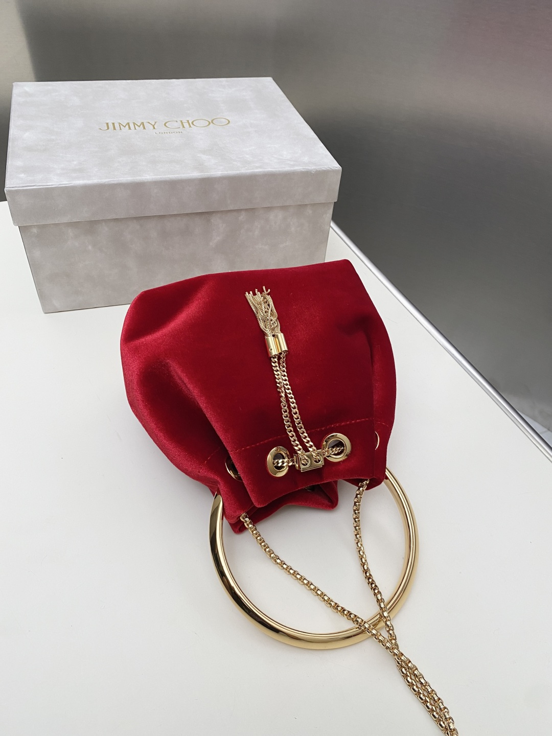 [TOP] JIMMY CHOO Bon Bon Bag 16*15*9.5CM - Red - 711 Luxury