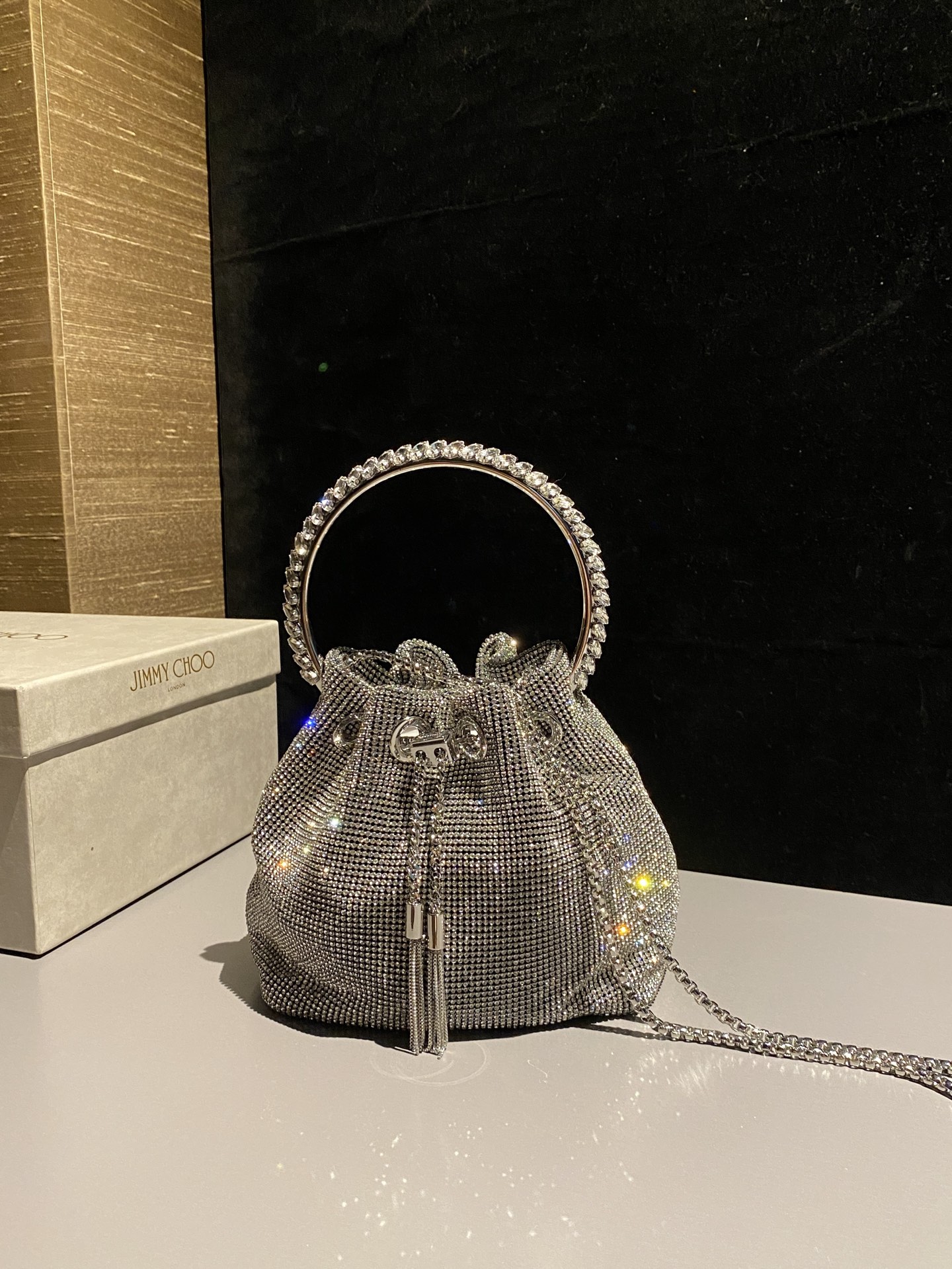 [TOP] JIMMY CHOO Bon Bon Bag 16*15*9.5CM - Sliver - 711 Luxury