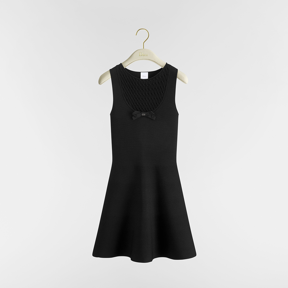 Dior black Clothing DIOR Short Flared Dress Black Technical Knit #395924 | Nigo Office