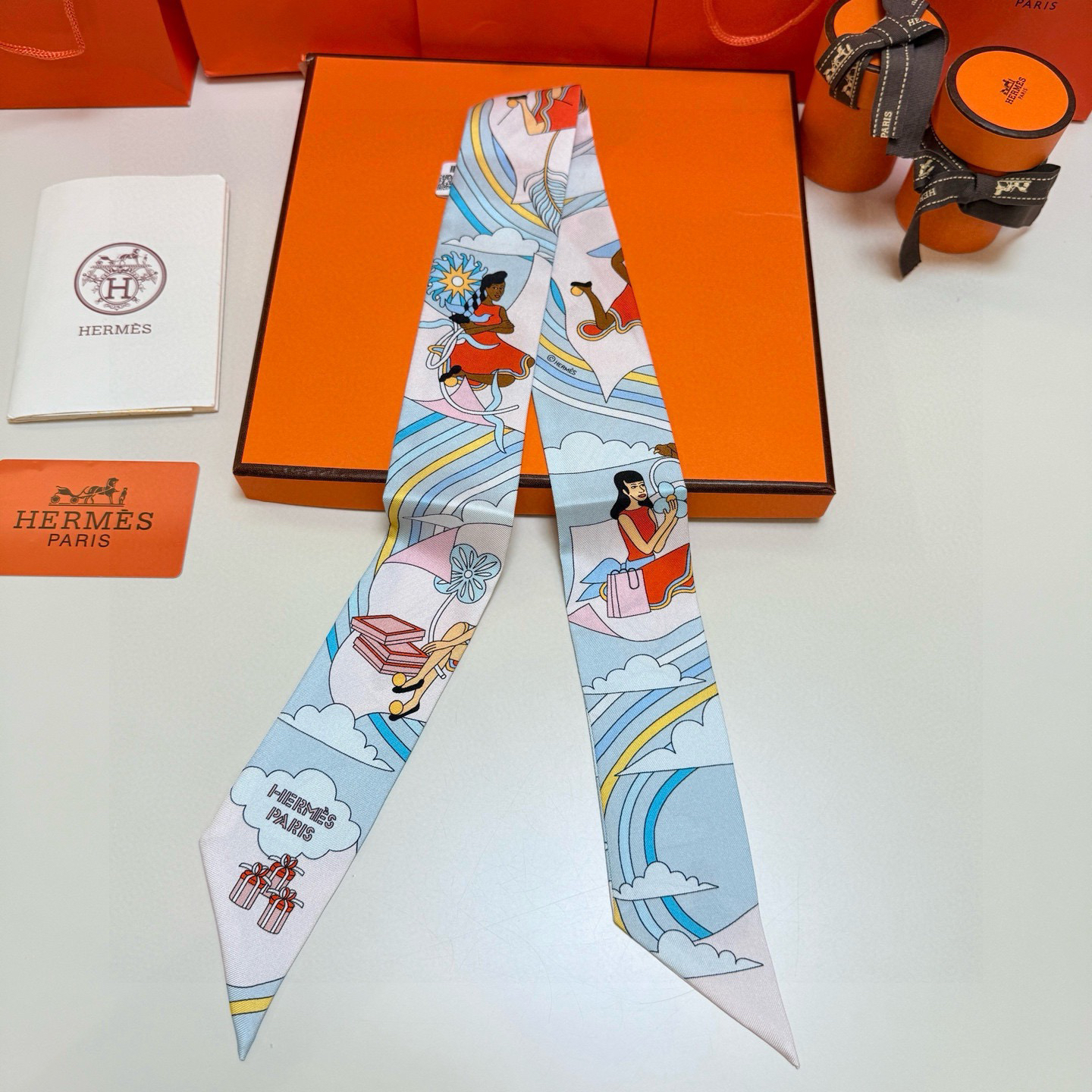 [TOP] HERMES Twilly Scarf 5x86cm - Gray - 711 Luxury