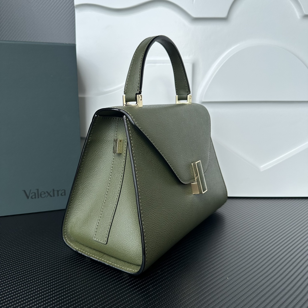 [TOP] VALEXTRA lside Bag 26x20x12cm - Army Green - 711 Luxury