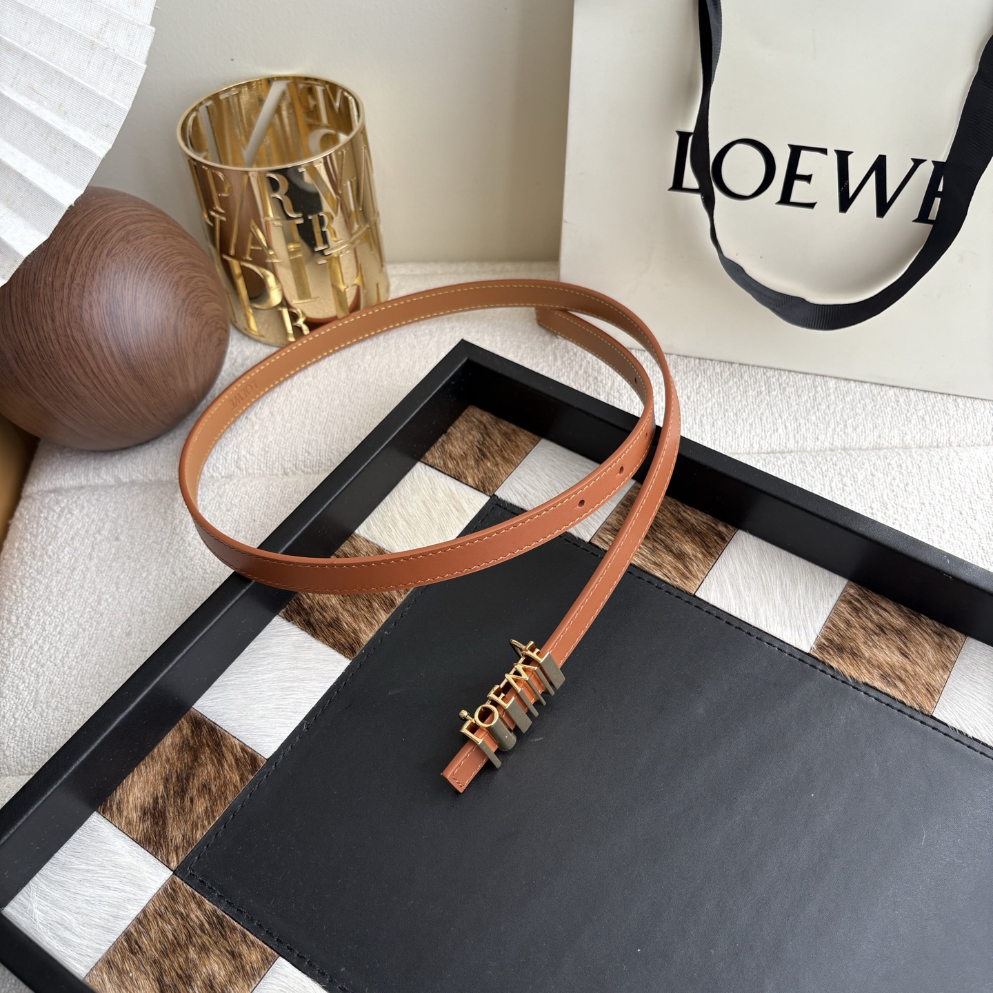 [TOP] LOEWE Leather Belt 1.5 cm - Brown - 711 Luxury