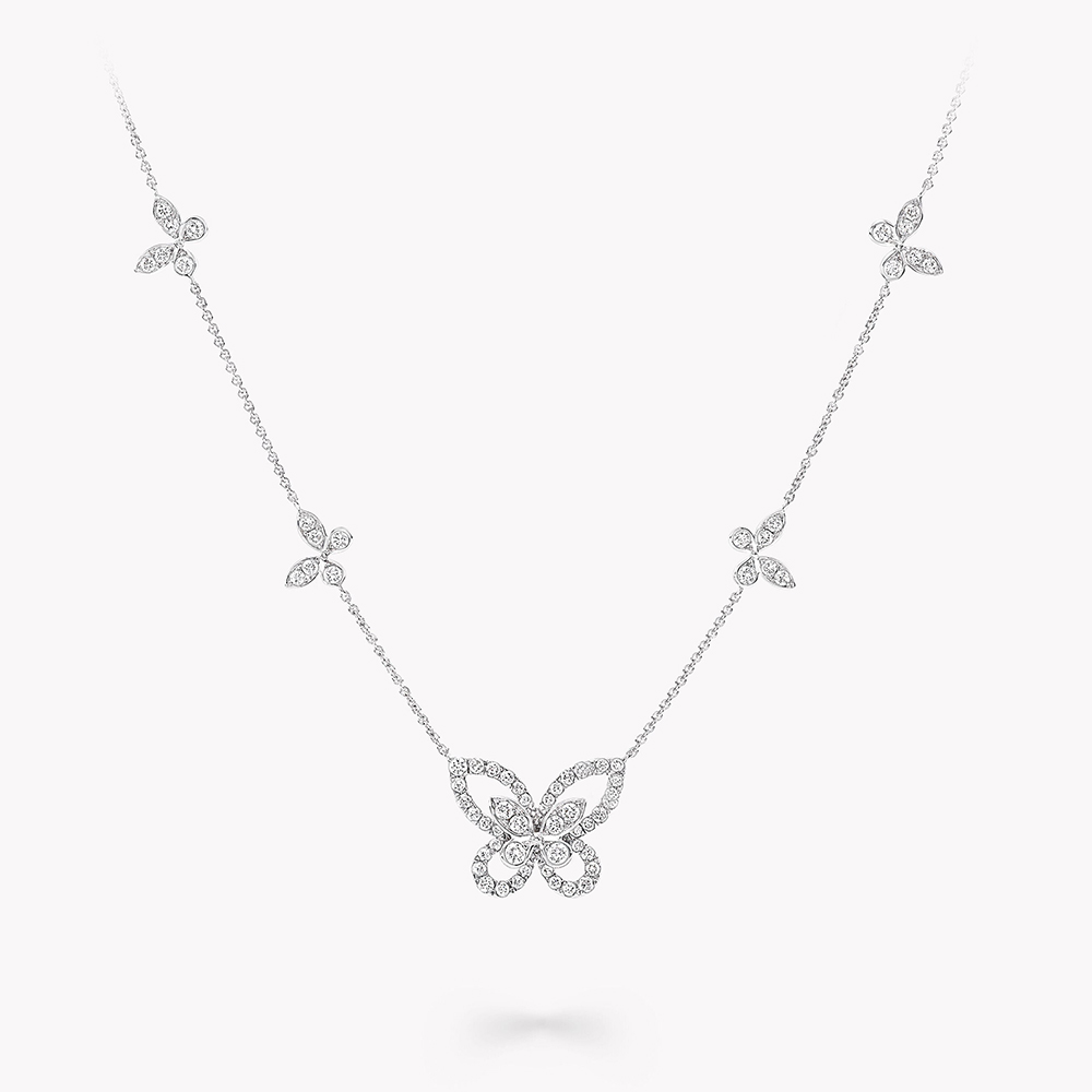 Designer white Jewelry Graff Multi Butterfly Silhouette Diamond Pendant White Gold #390622 | Nigo Office