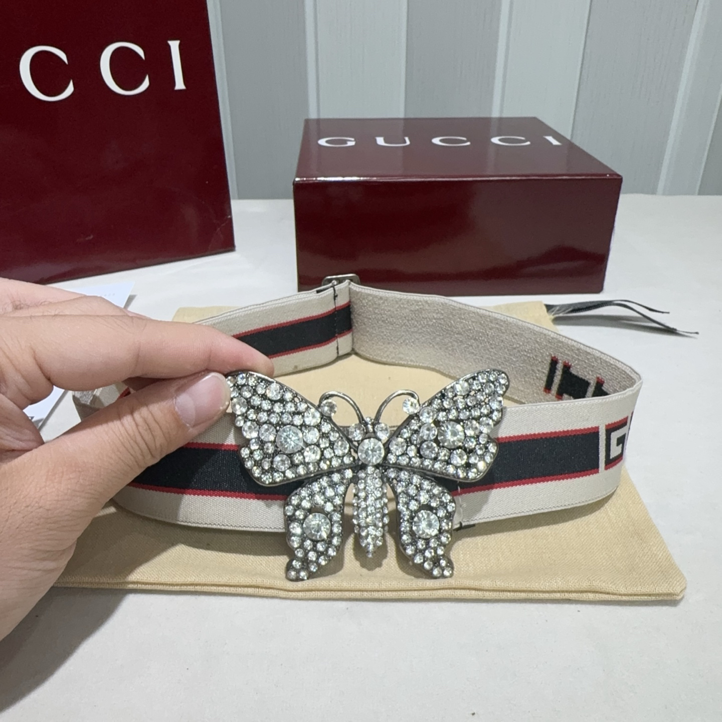 [TOP] GUCCI Elastic Nylon Fabric Belt 3.8 cm - 2 Colors - 711 Luxury
