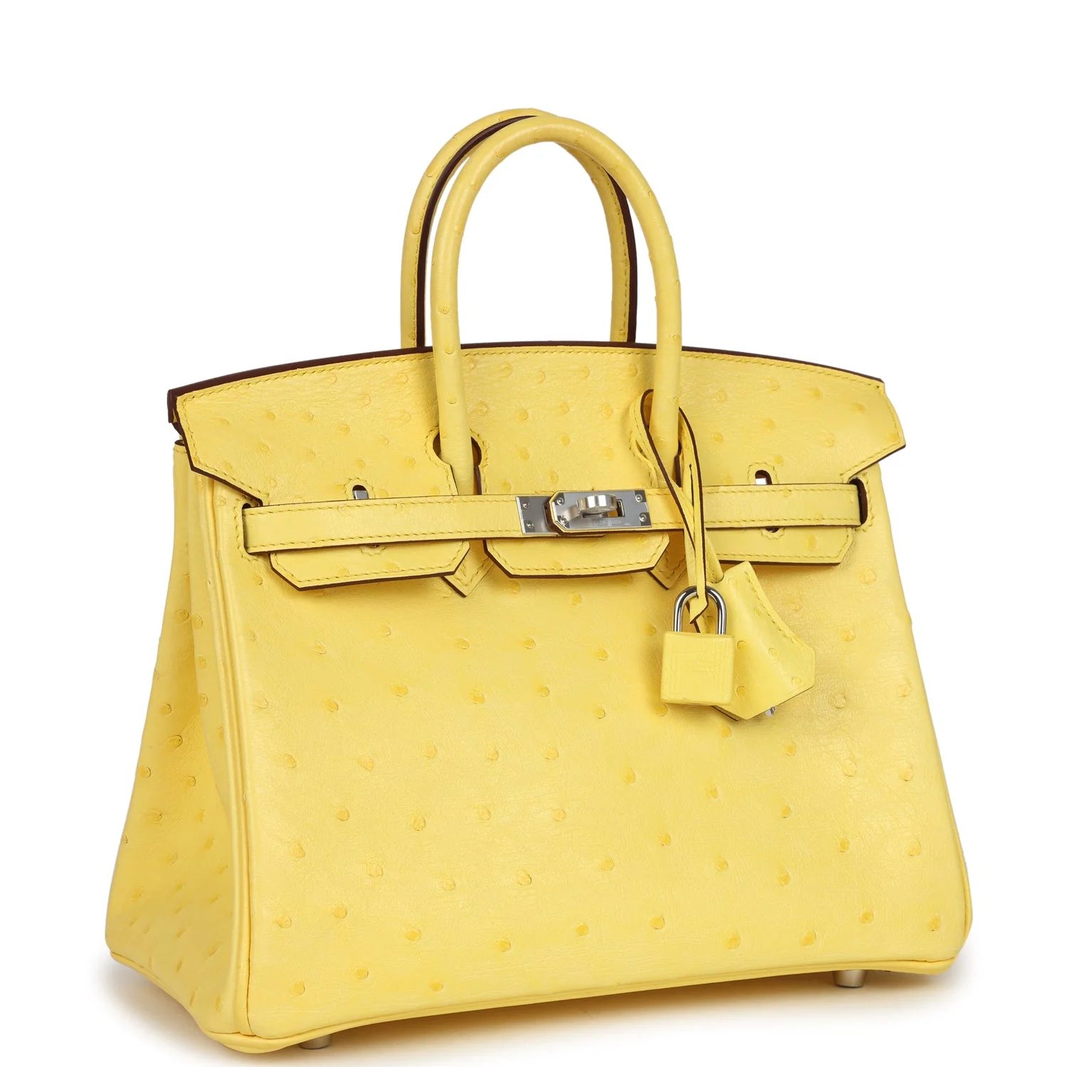 Hermes Birkin 25 Jaune Citron Ostrich Palladium Hardware