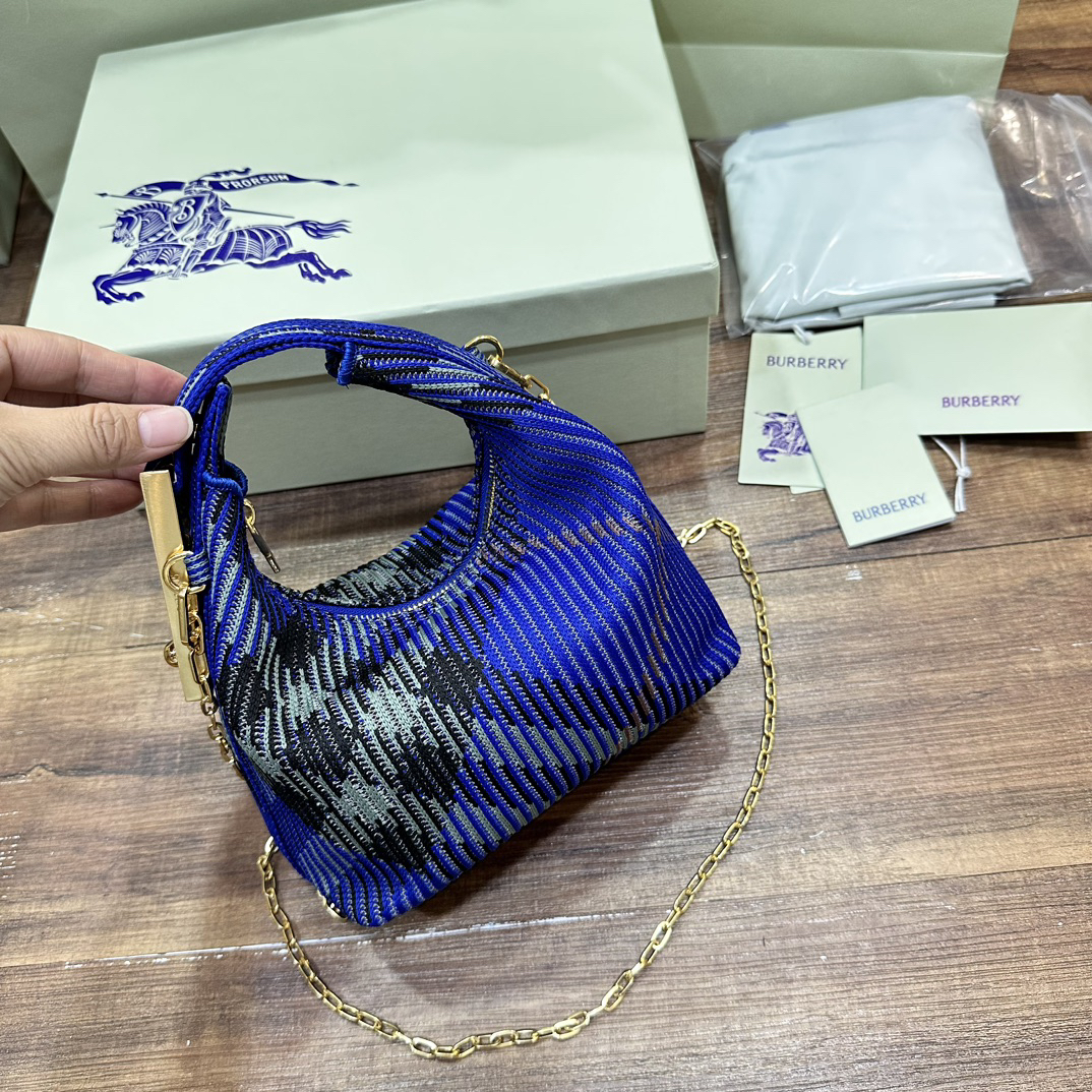 [TOP] BURBERRY Plaid Bag 16×10× 26cm - Blue - 711 Luxury