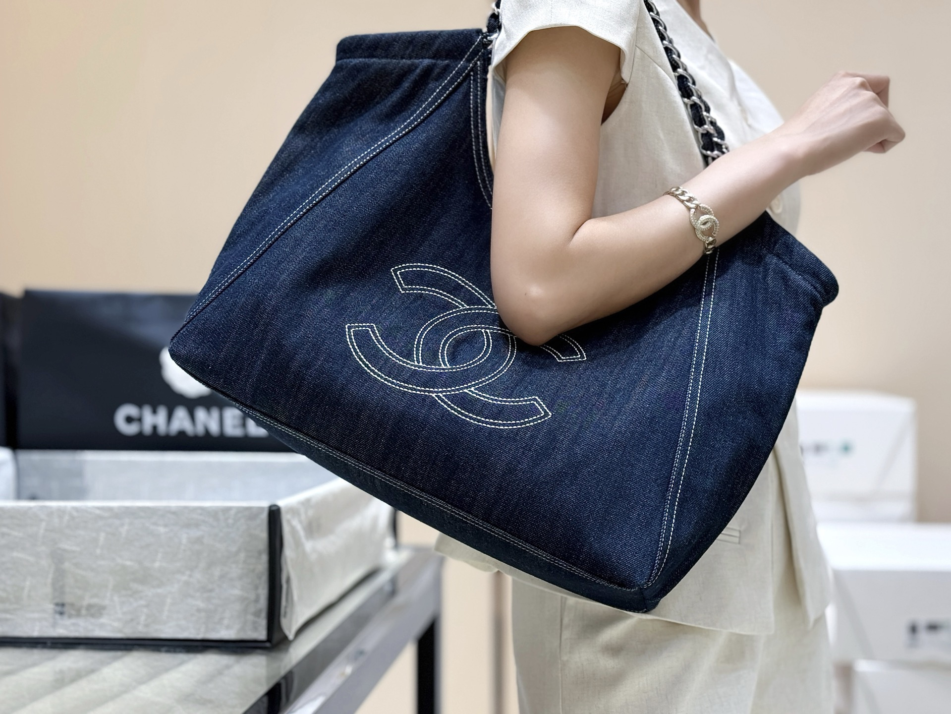 NIGO Chanel Vintage Denim Shopping Tote #295664 - 2