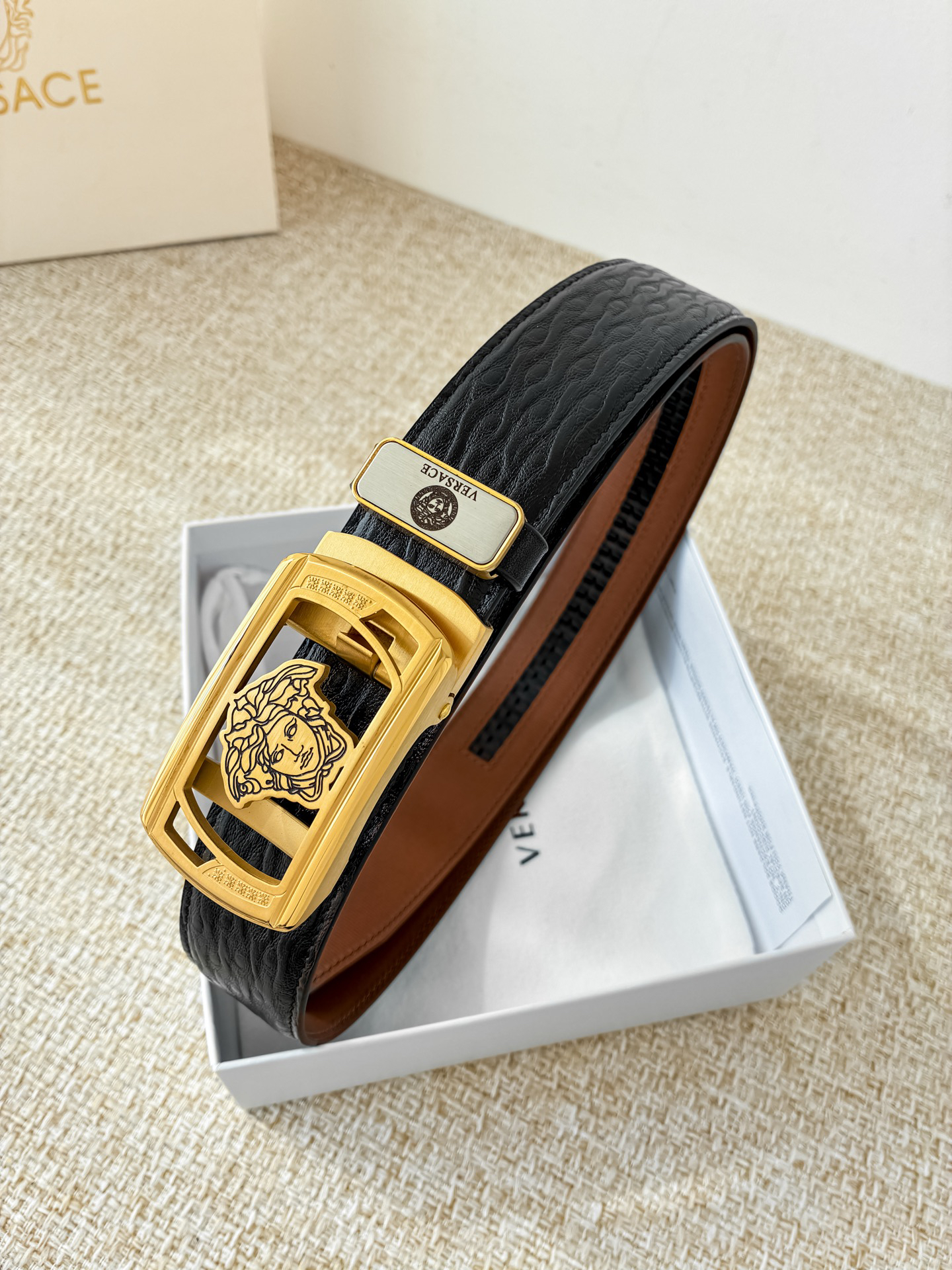 [TOP] VERSACE Men's Belt 3.5 cm - Black - 711 Luxury