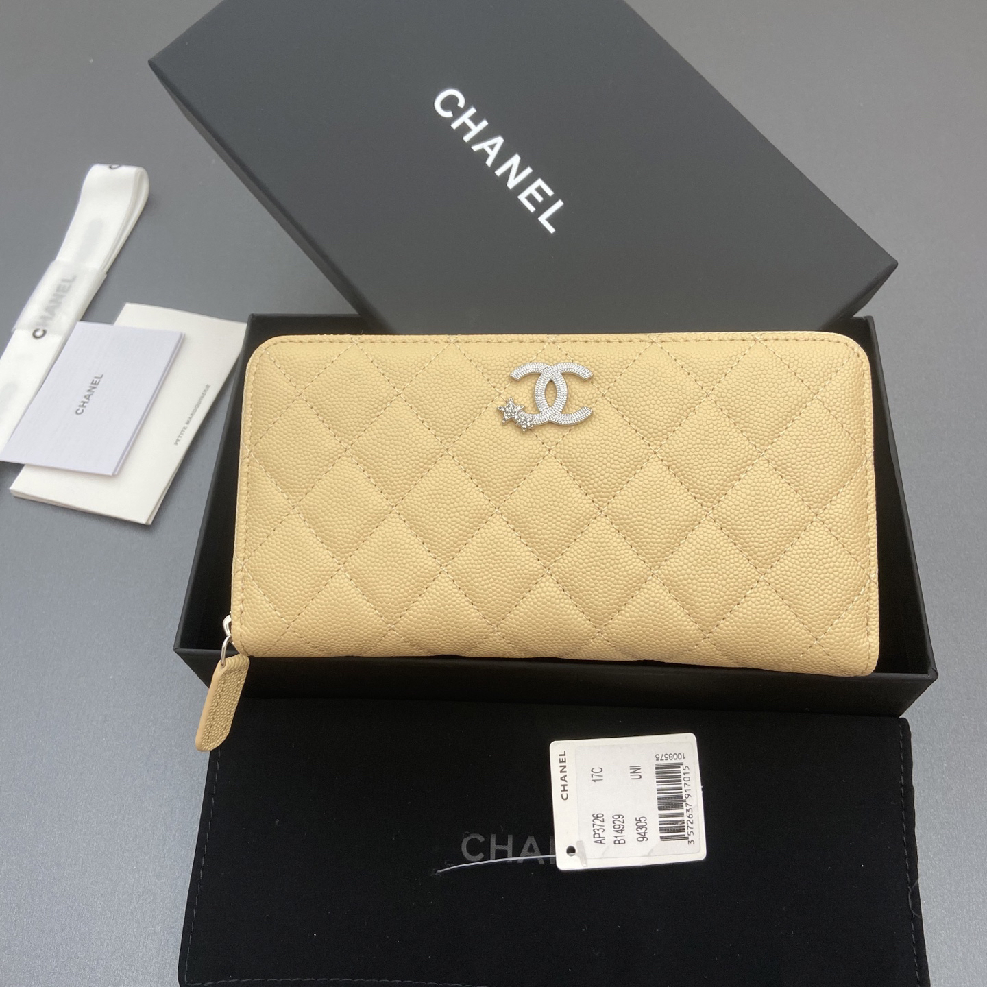 [TOP] CHANEL Caviar Skin Wallet 19cm - Apricot - SHW - 711 Luxury