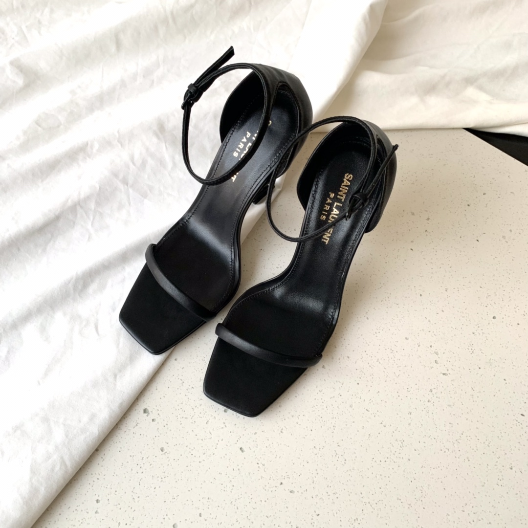 [TOP] Yves Saint Laurent YSL High Heels Sandals - Black - 711 Luxury