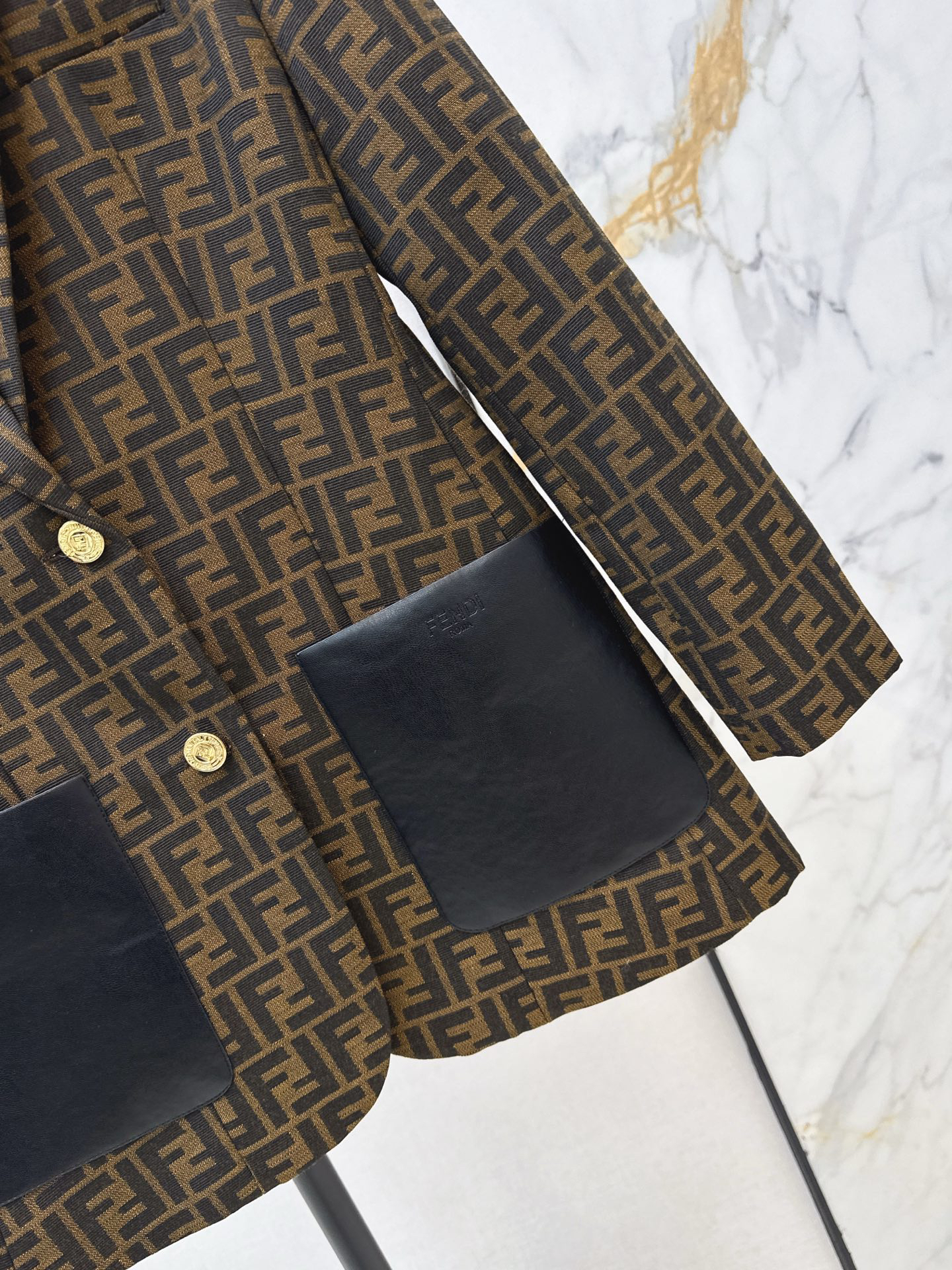 [TOP] FENDI FF Monogram Blazer - Brown