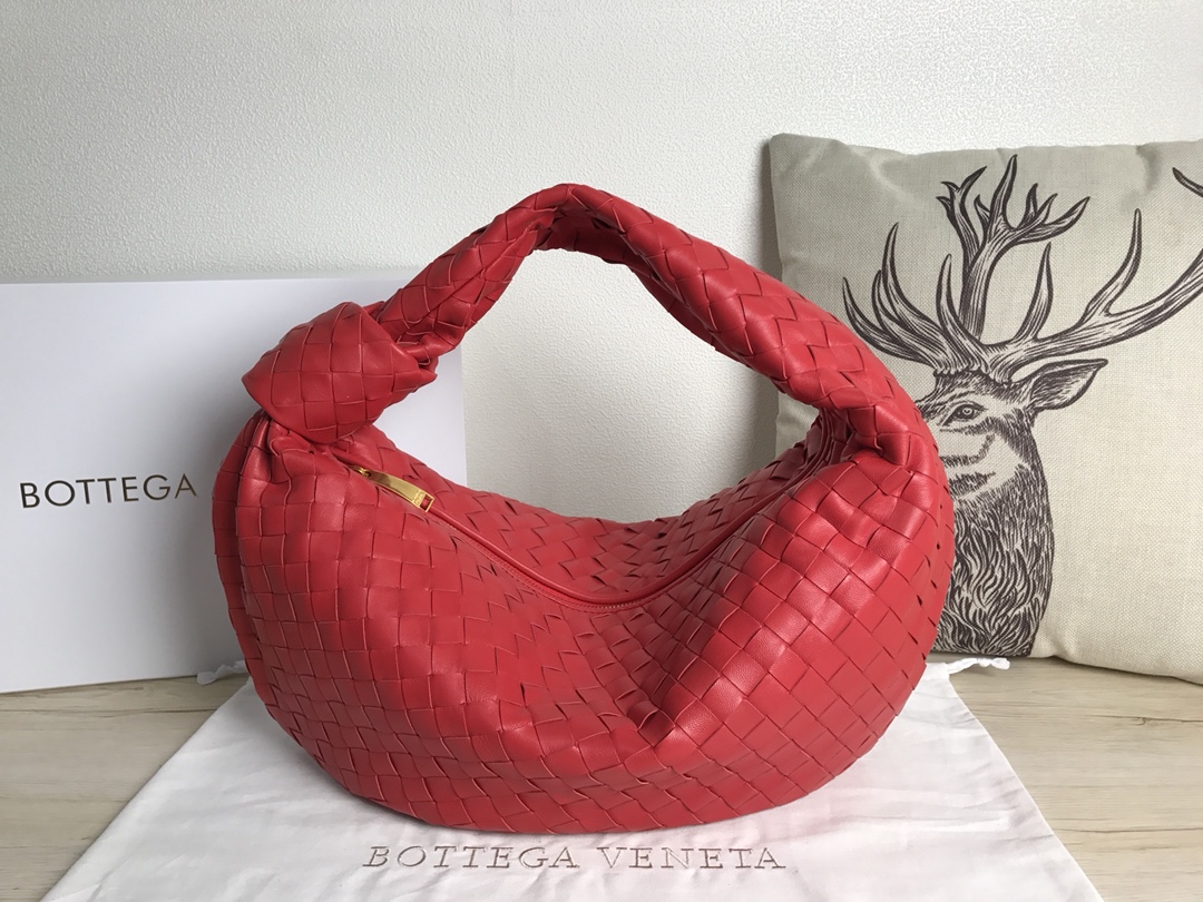 [TOP] Bottega Veneta BV Lambskin Jodie Hobo Bag 48x40x16cm - Red - 711 Luxury