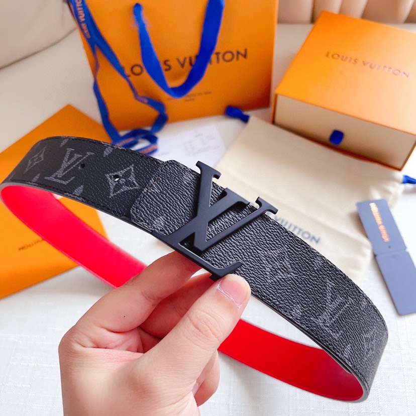 [TOP] Louis Vuitton LV Belt Calfskin 4cm - Black - 711 Luxury
