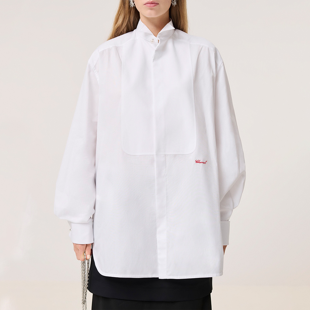 Chanel Top-quality Version Long-sleeved Shirt Cotton White #383085