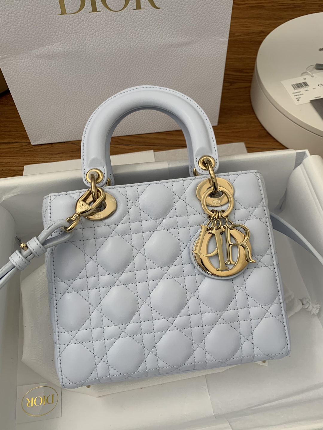 [TOP] Christian Dior Lady Dior Bag Lambskin 20x16.5x8cm - Blue