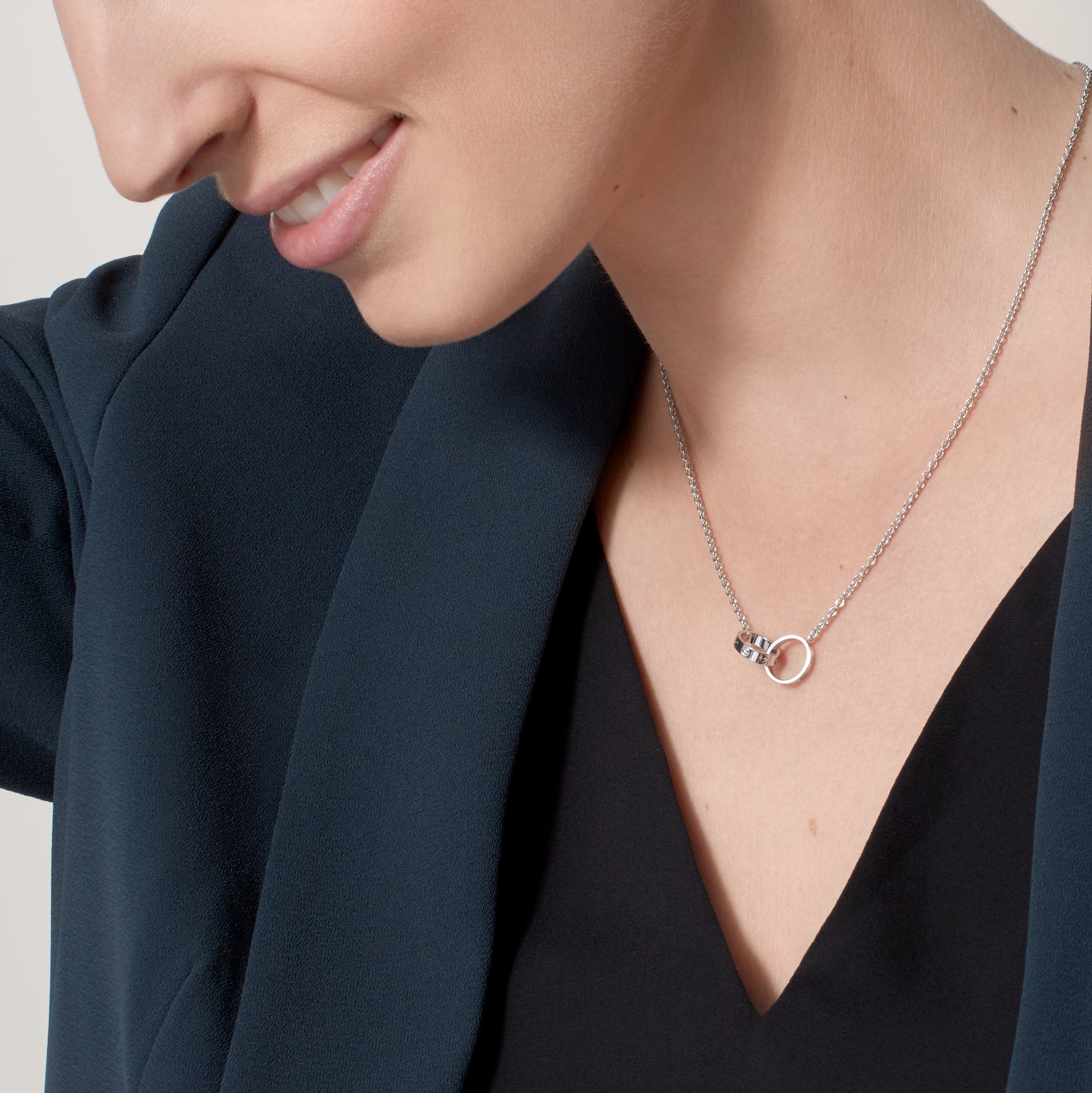 Carty Love Luna Loop Necklace, White Gold, Chain