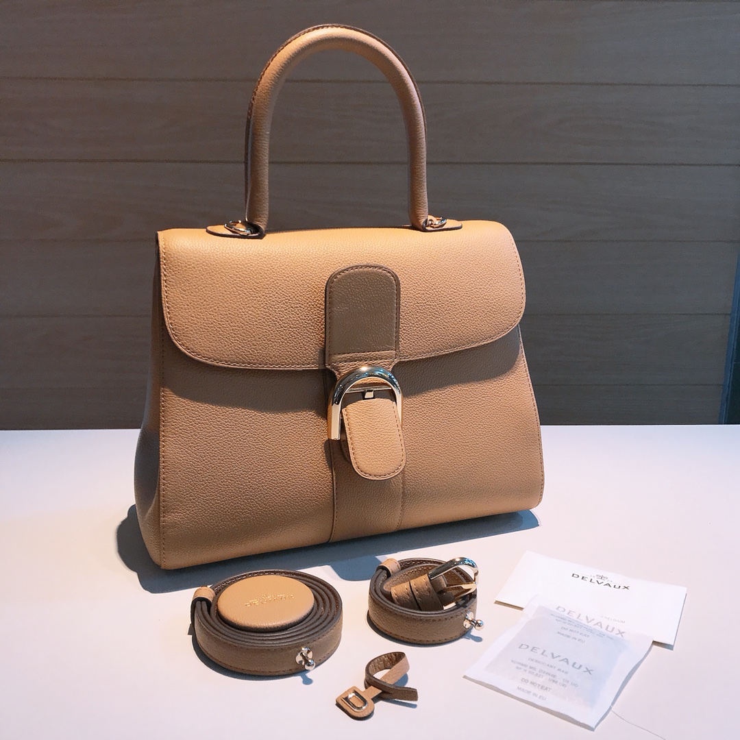 [TOP] Delvaux Brillant Bag Togo Leather 28x13.5x22.5cm - Brown - 711 Luxury