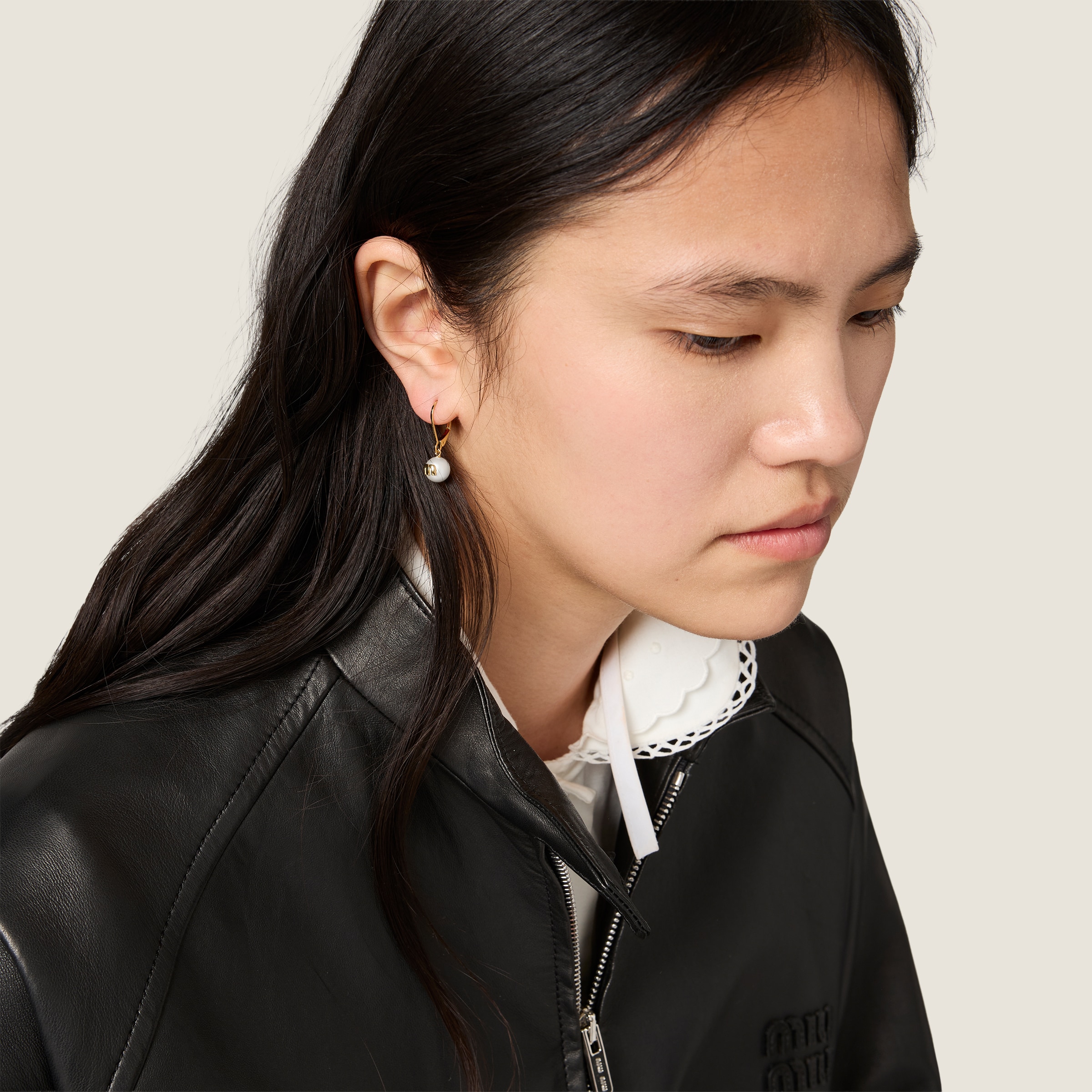 Designer cream Jewelry MiuMiu Gold cream Metal Earrings #393709 View 2 | Nigo Office