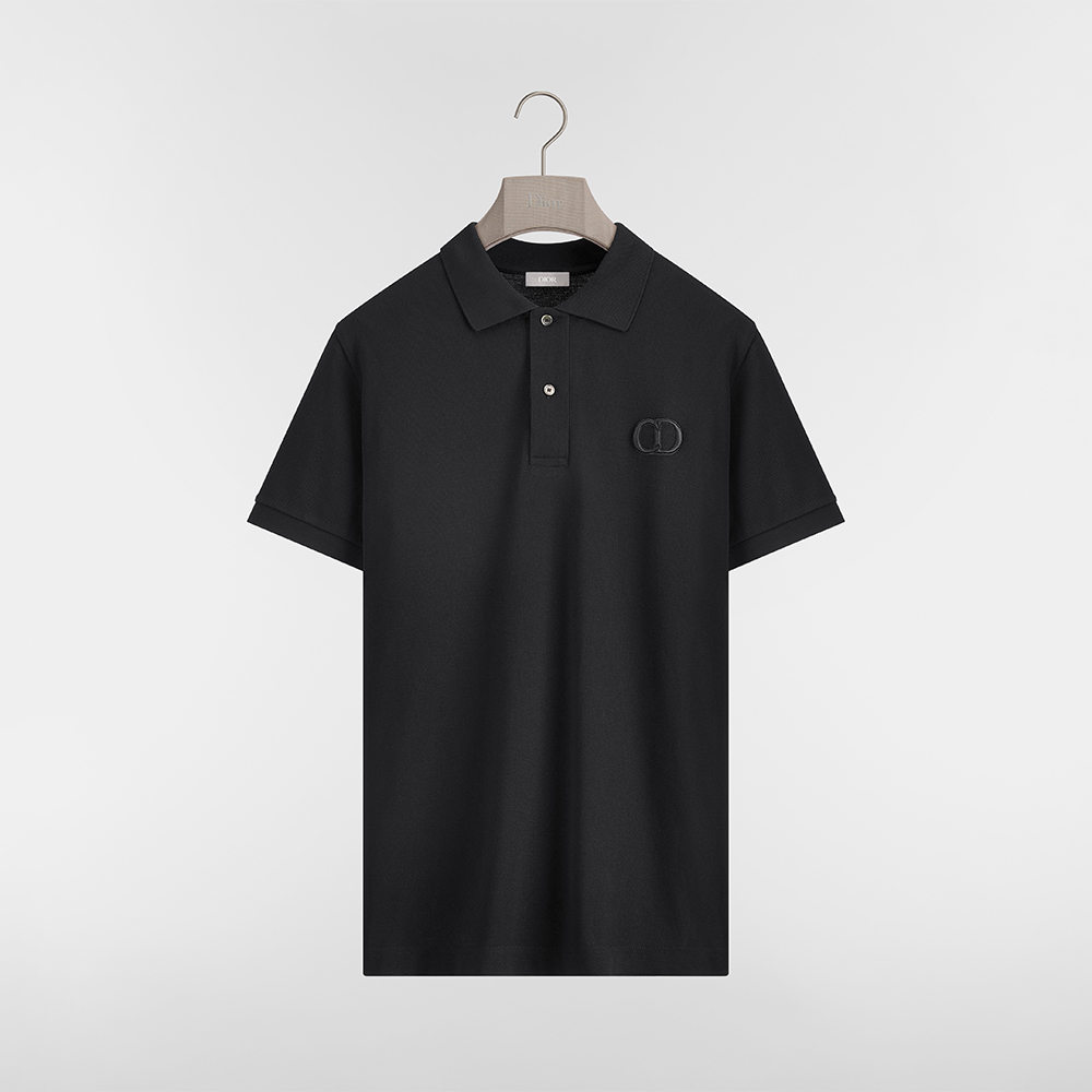 DIOR CD Icon Polo Shirt Black Cotton Piqué #384491