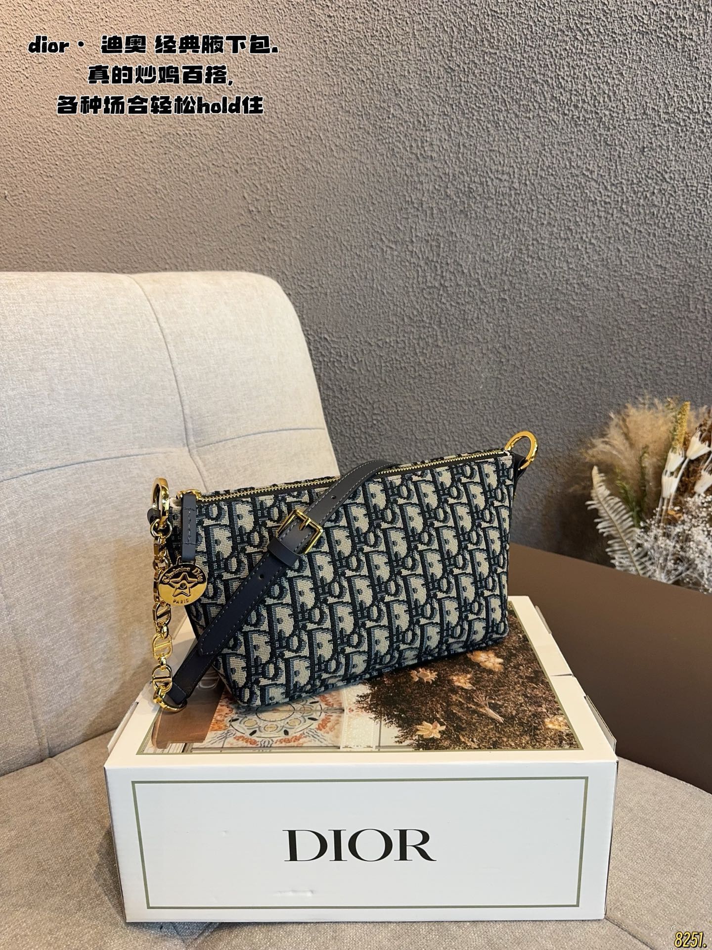 Dior Canvas Shoulder Bag with Gold-tone Hardware (Replica)