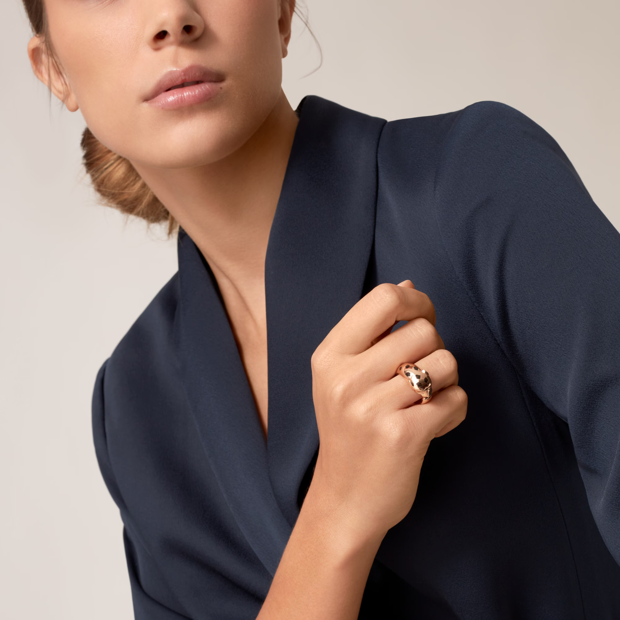 Carty Panther Motif Ring, Rose Gold, Medium Model